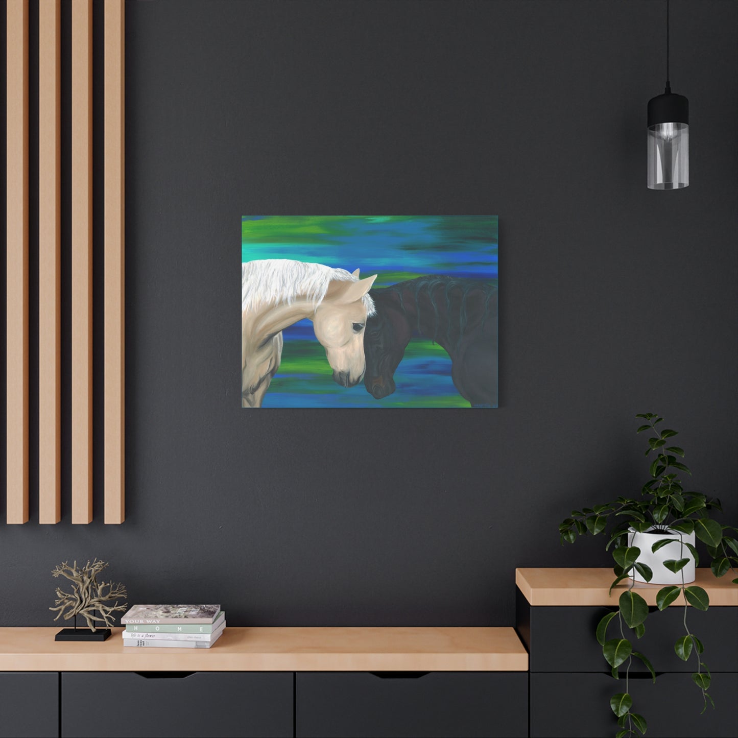 Black and White Horses Canvas Gallery Wrap