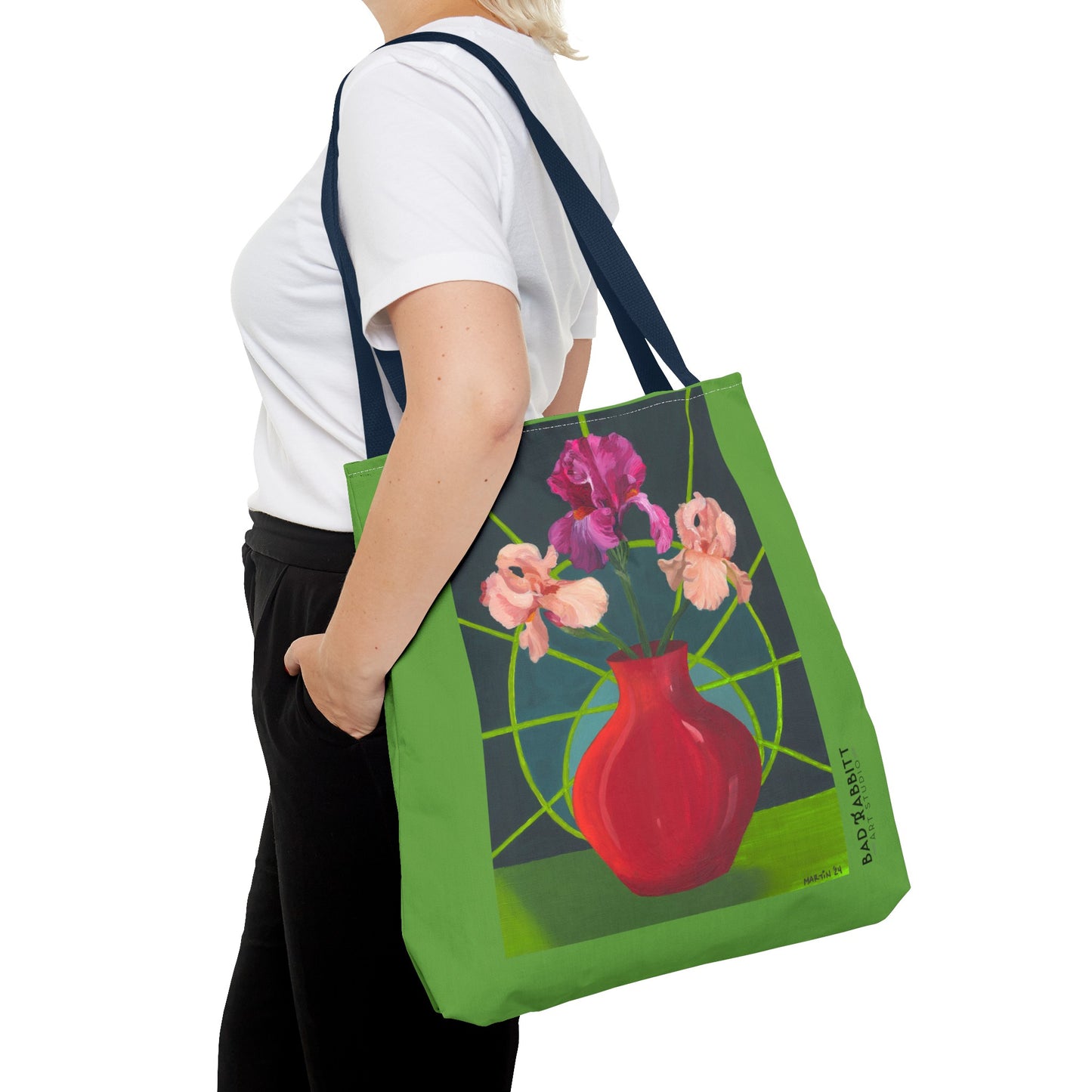 Three Pink Irises Tote Bag (AOP)