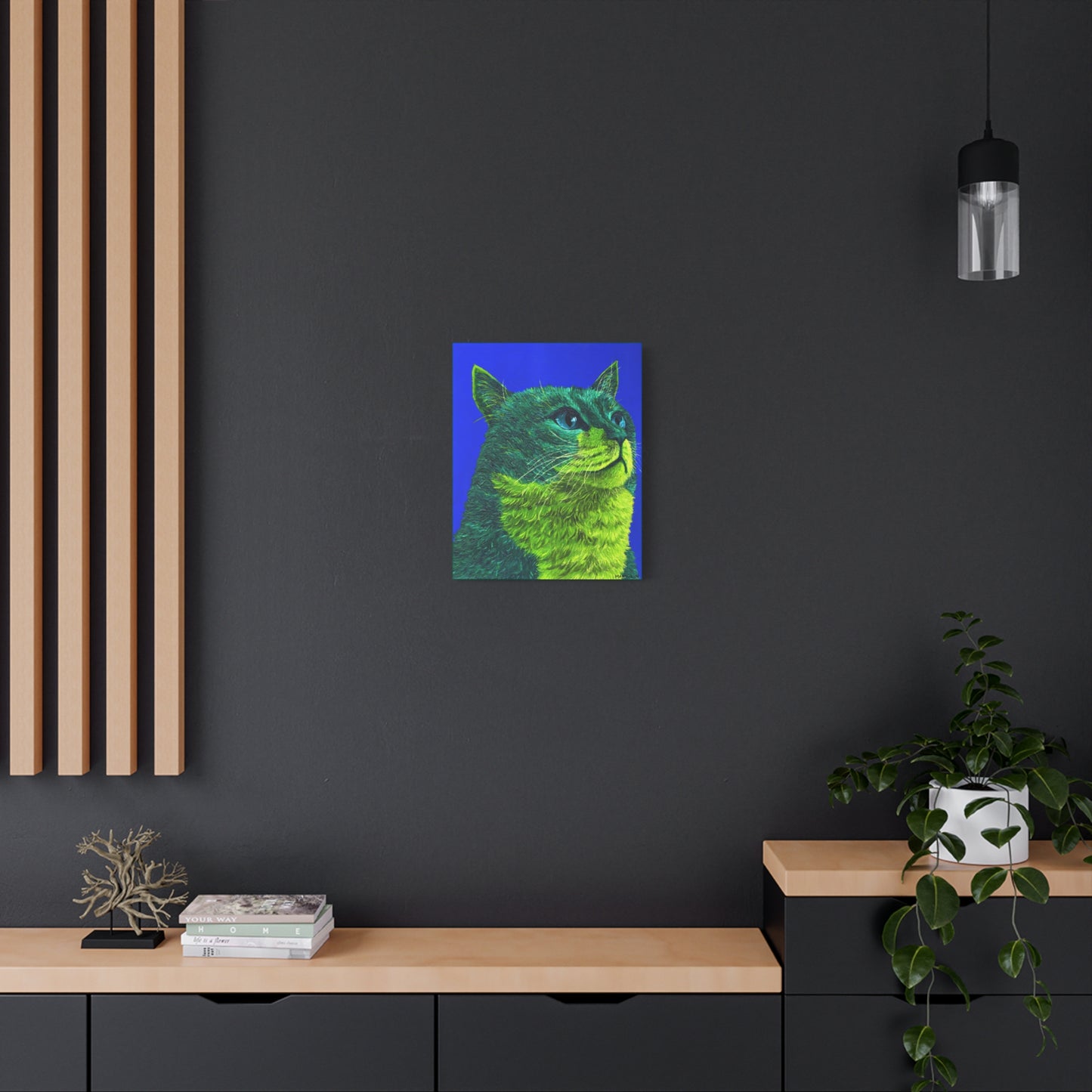 Green Tabby Cat Canvas Gallery Wrap