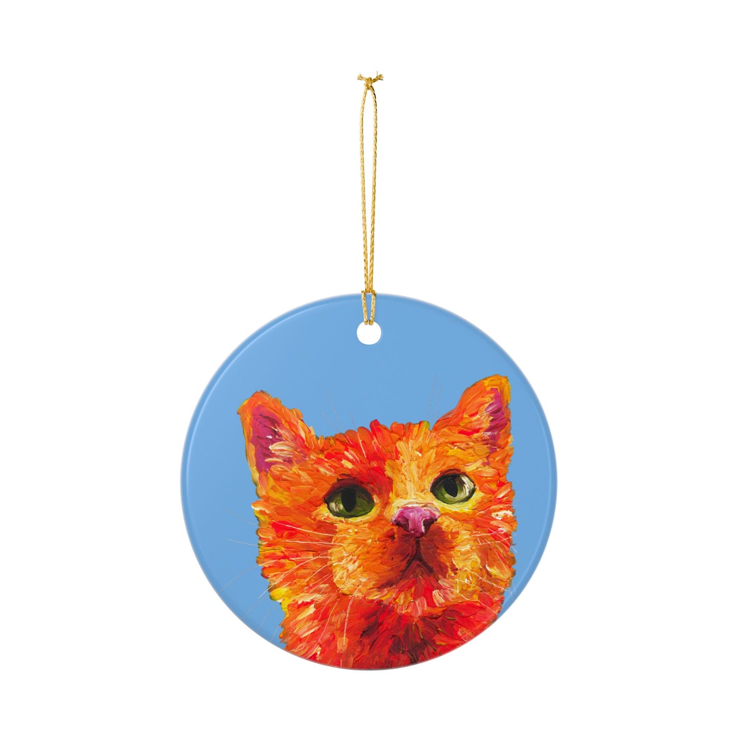 Orange Kitty Ceramic Ornament (2-Side Print)