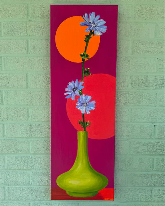 Chicory Tall Skinny - Original Acrylic on 10x30" Gallery Canvas - FREE SHIPPING IN THE US