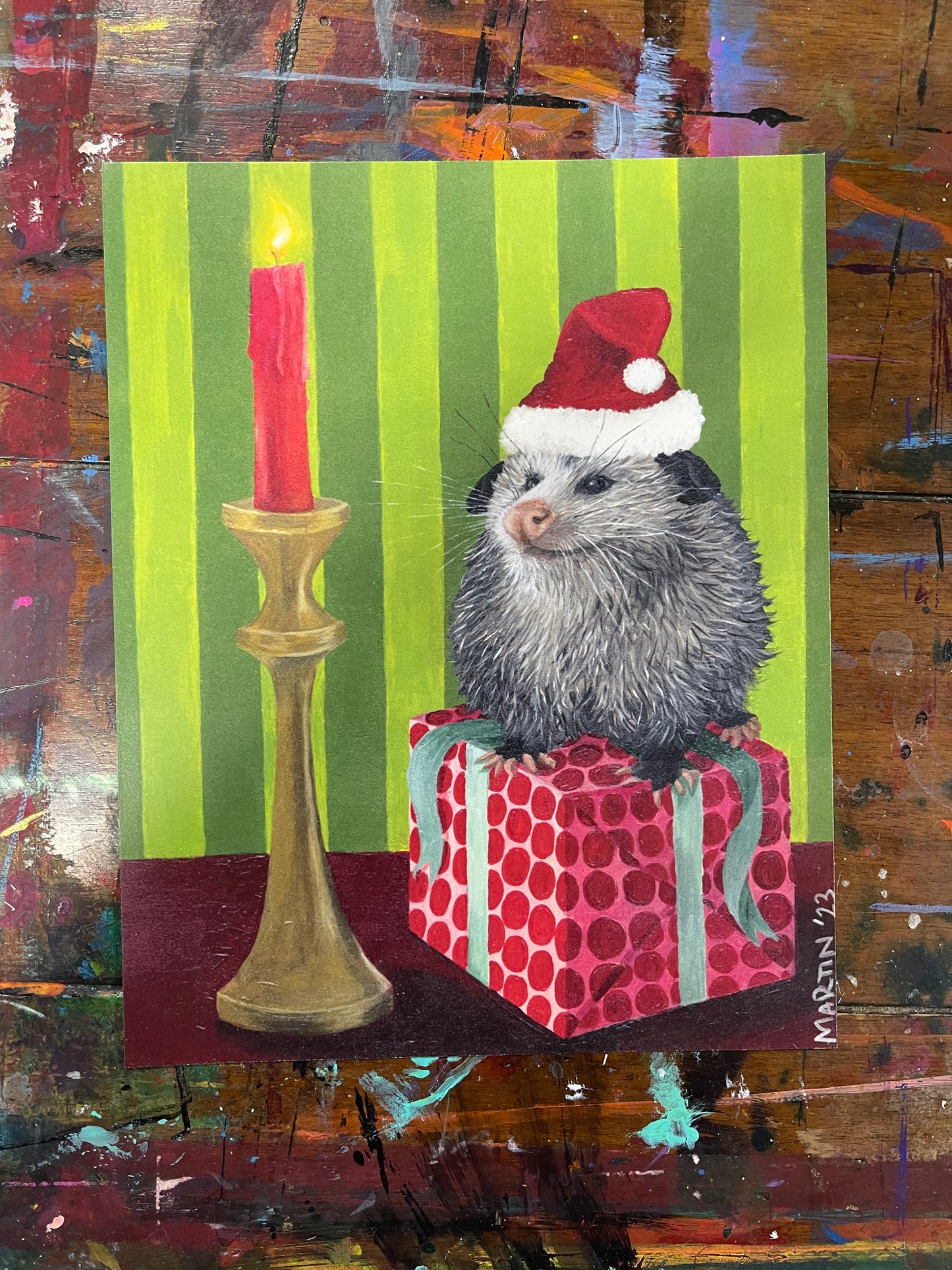 Christmas Opossum 8x10 Print - FREE SHIPPING IN THE US