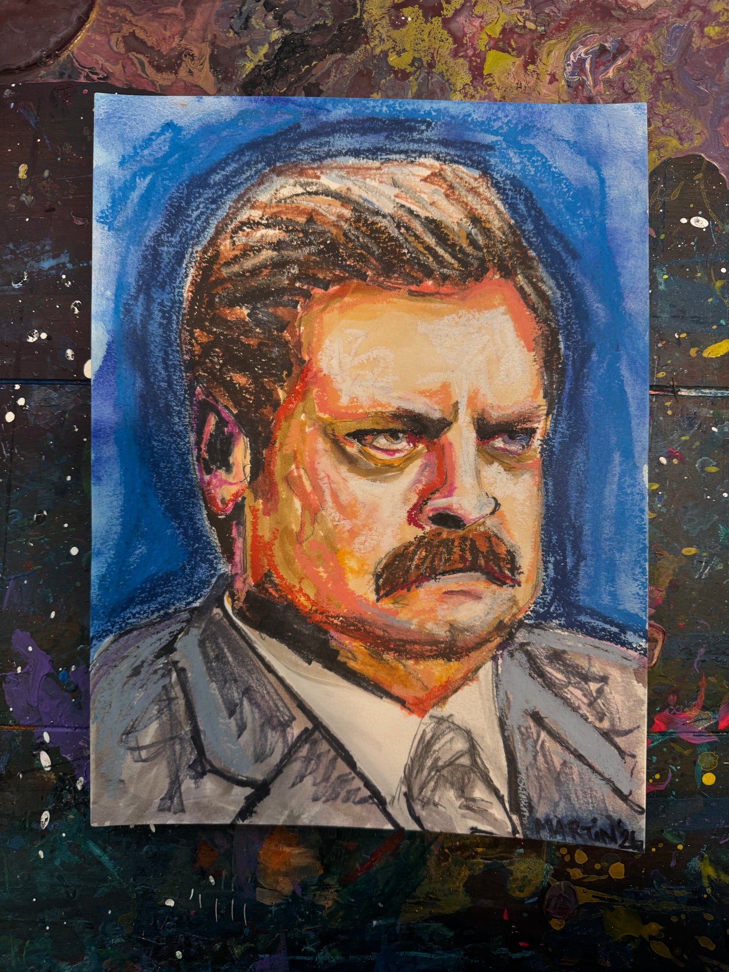"Swan Ronson" Original Mixed Media on 9x12" Paper - FREE SHIPPING IN THE US.