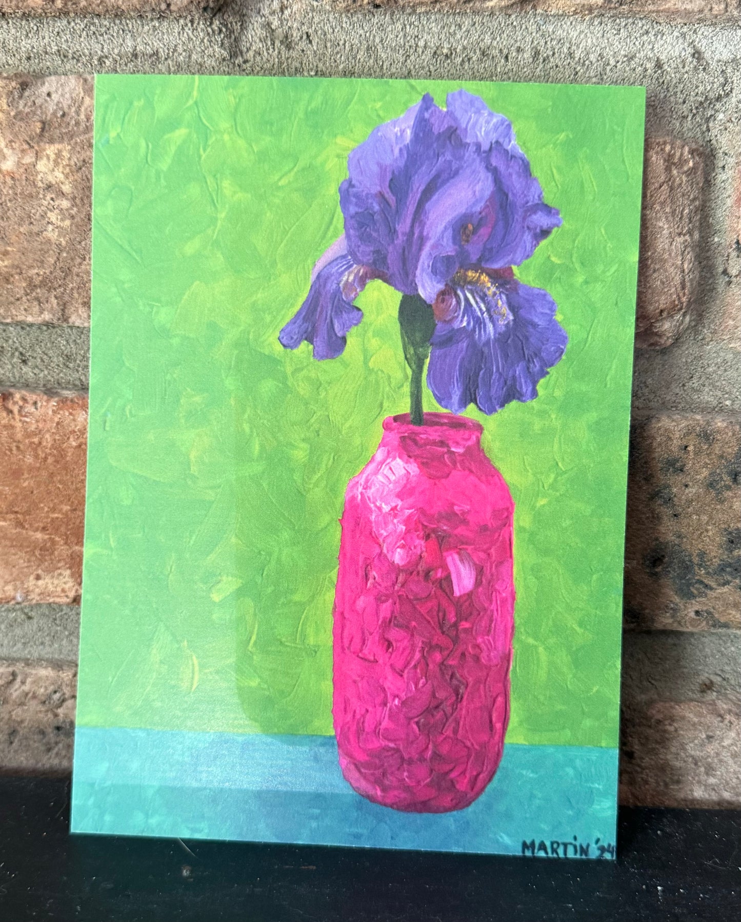 Purple Iris with Green Background Print - FREE SHIPPING IN THE US
