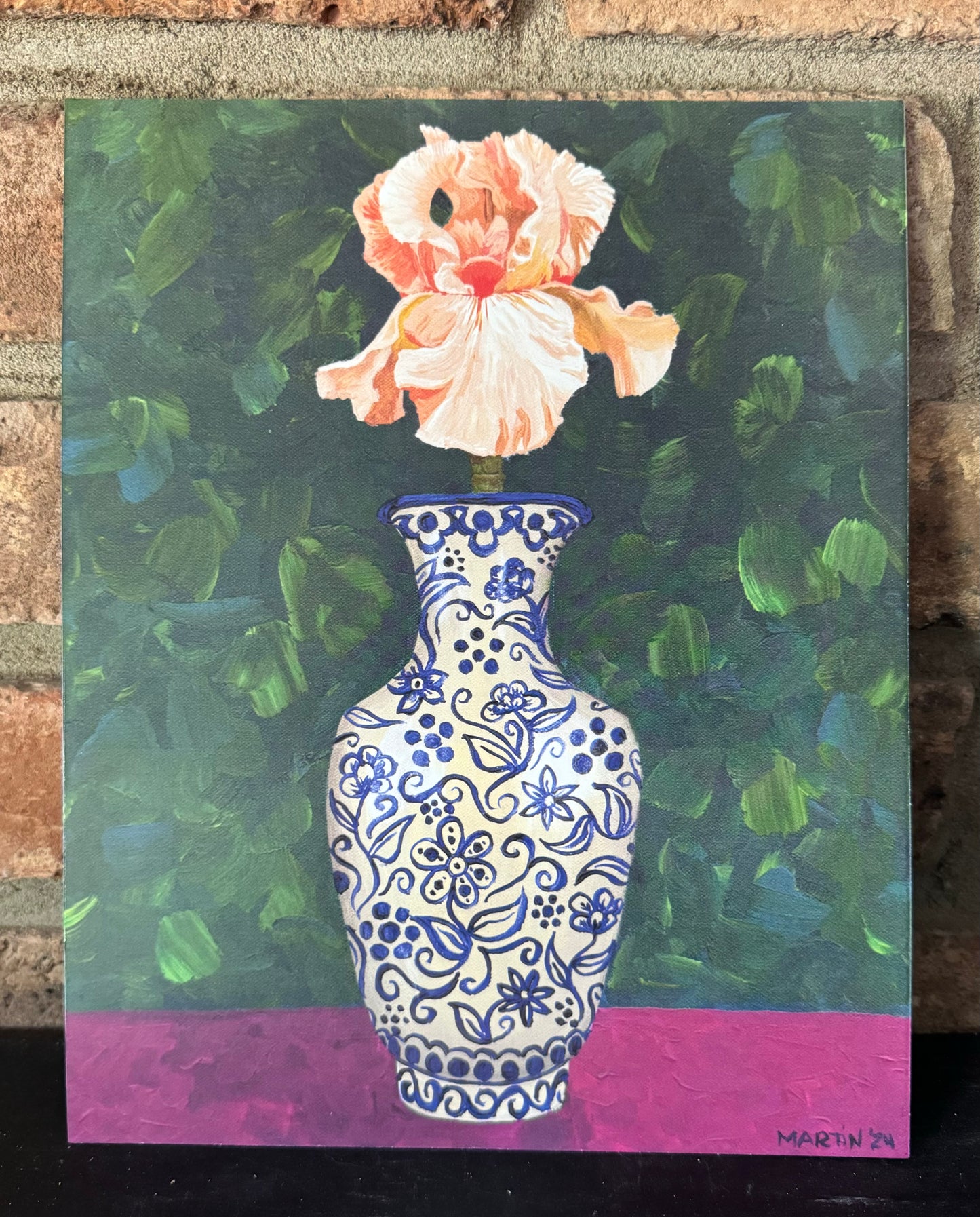 Peach Iris in Chinoiserie Vase Print - FREE SHIPPING IN THE US