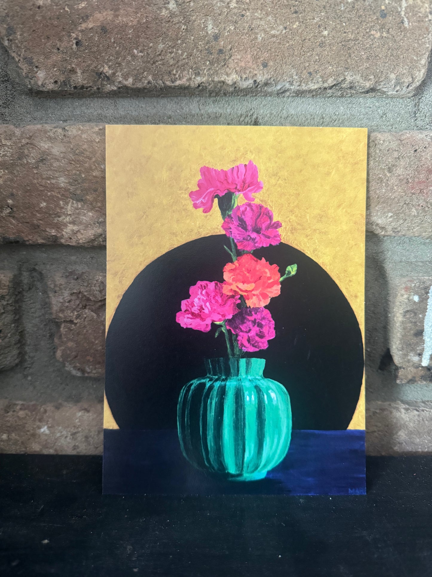 Carnations in Green Vase - Print - FREE SHIPPING IN THE US!