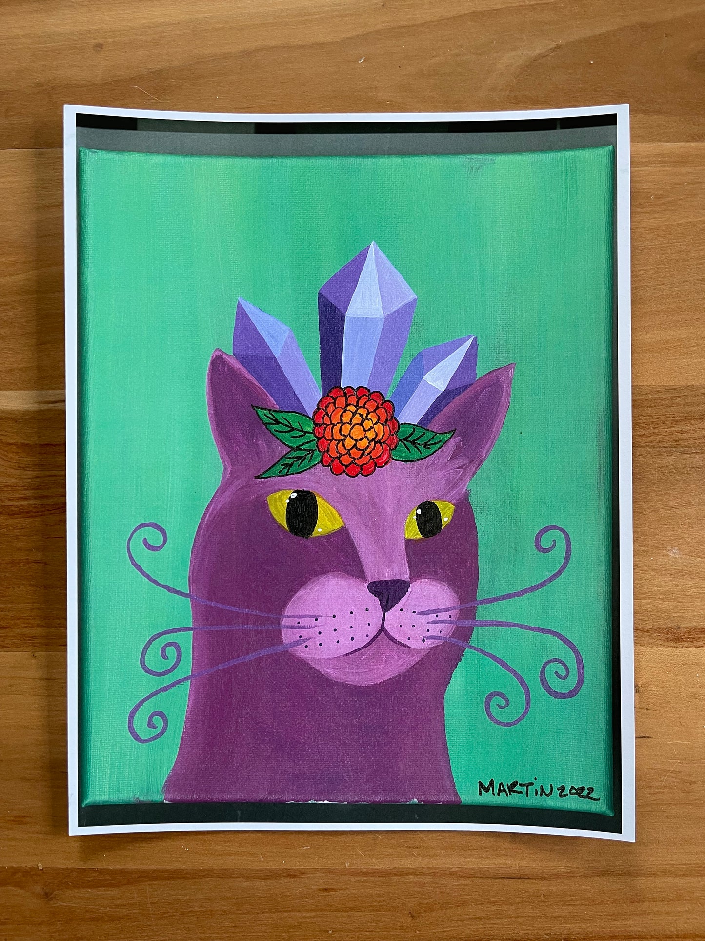 Purple Crystal Cat Print - 8.5x11" - FREE SHIPPING
