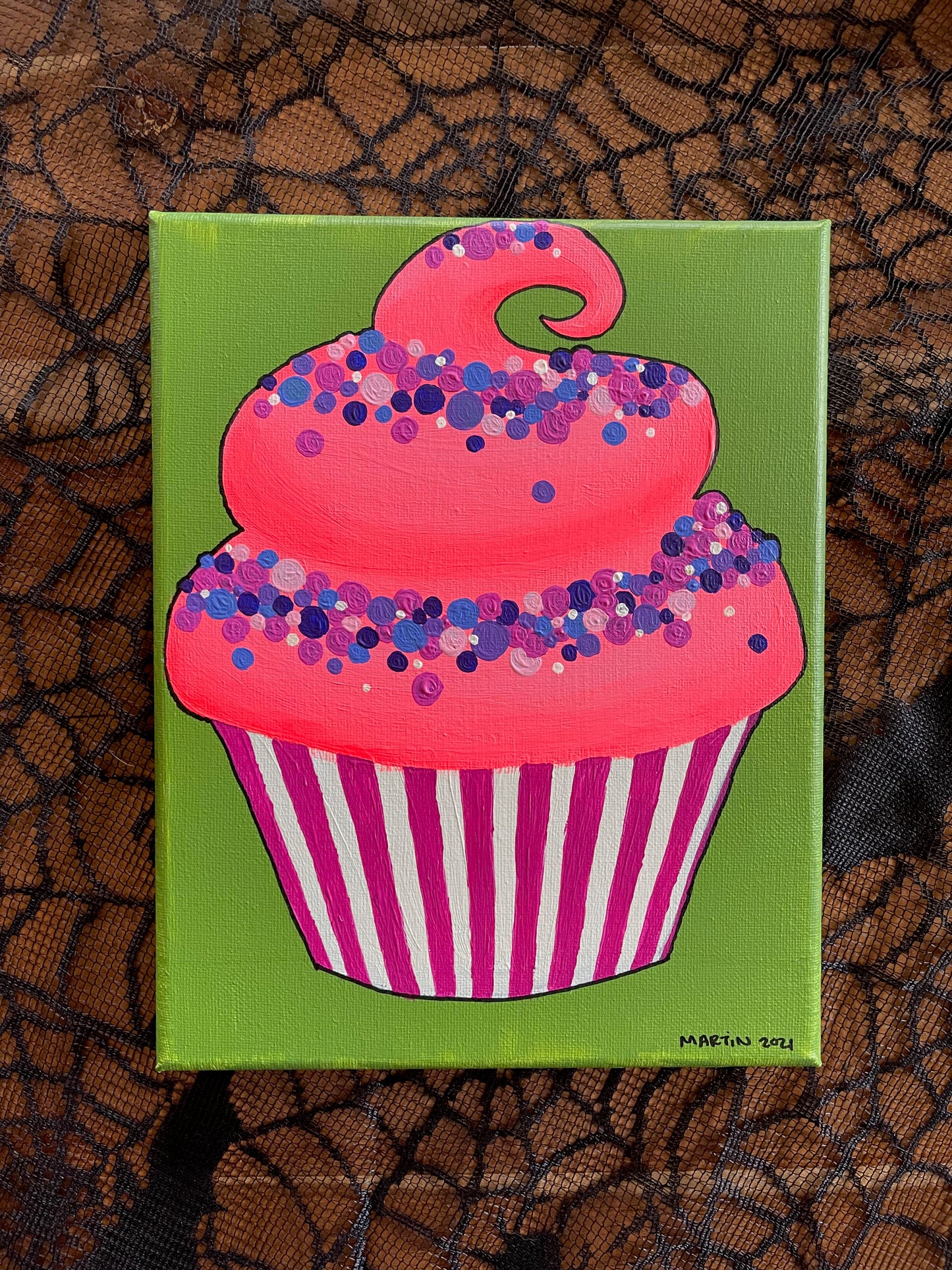 Pink Cupcake - Original Art - FREE SHIPPING