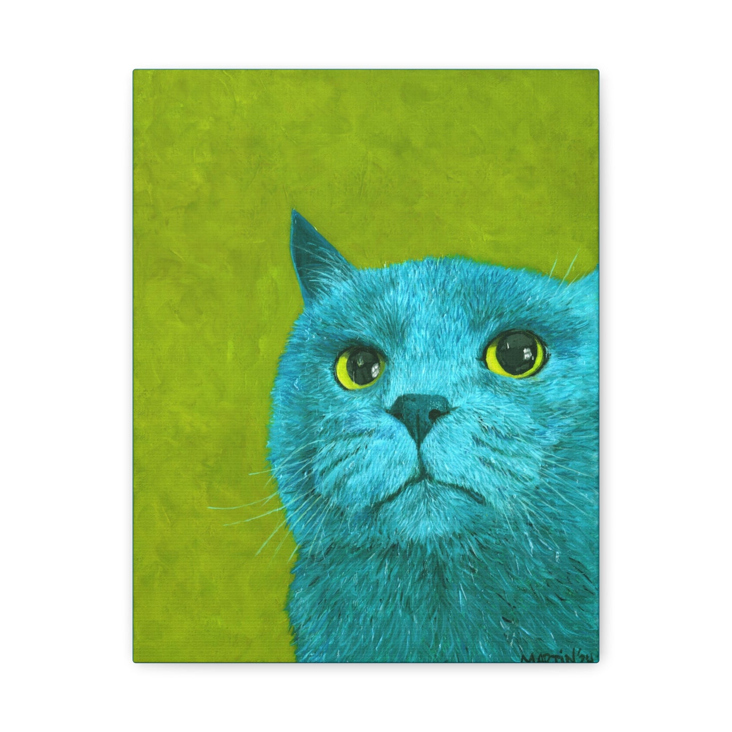 Teal Judgmental Kitty Canvas Gallery Wrap