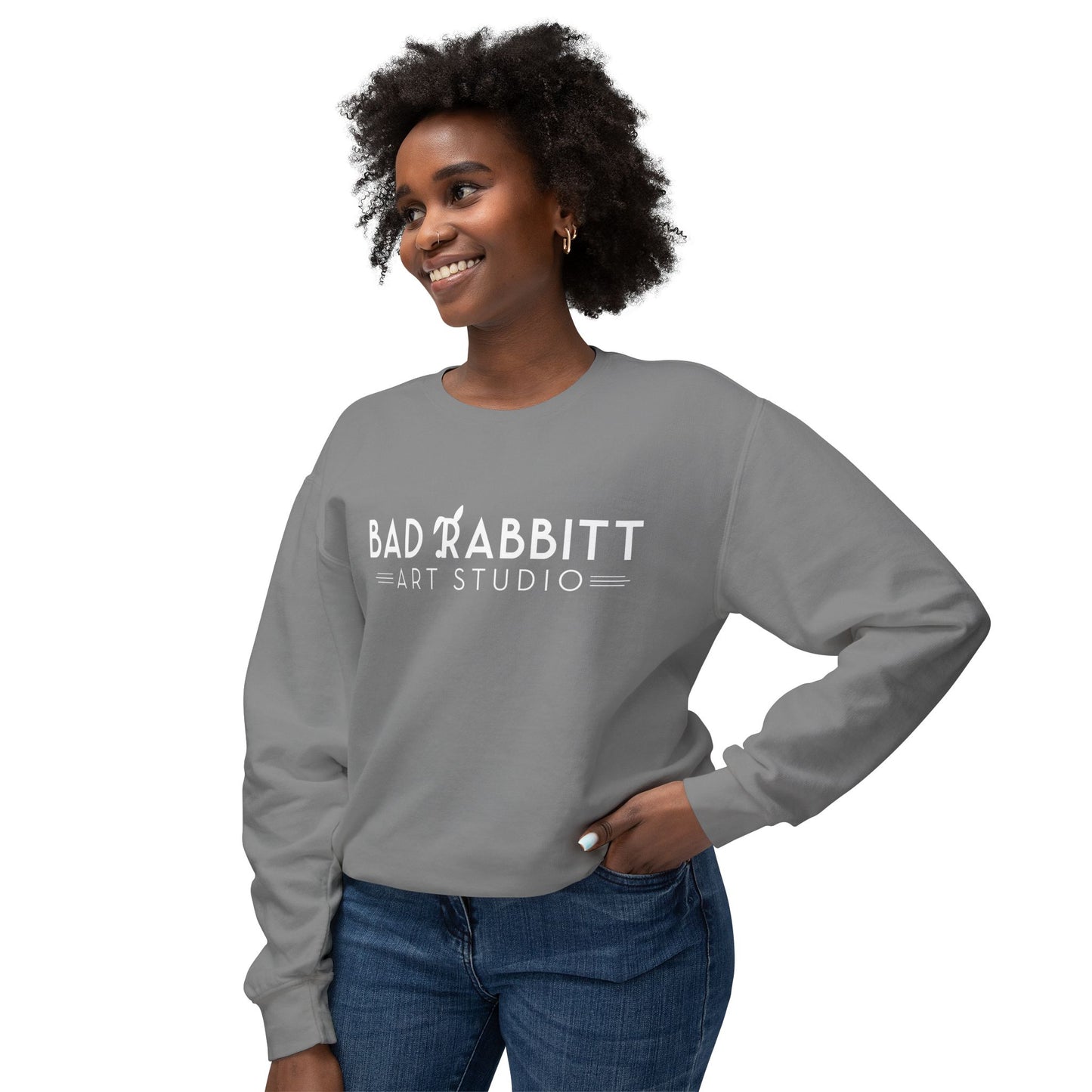 "Bad Rabbitt Art Studio" Unisex Lightweight Crewneck Sweatshirt