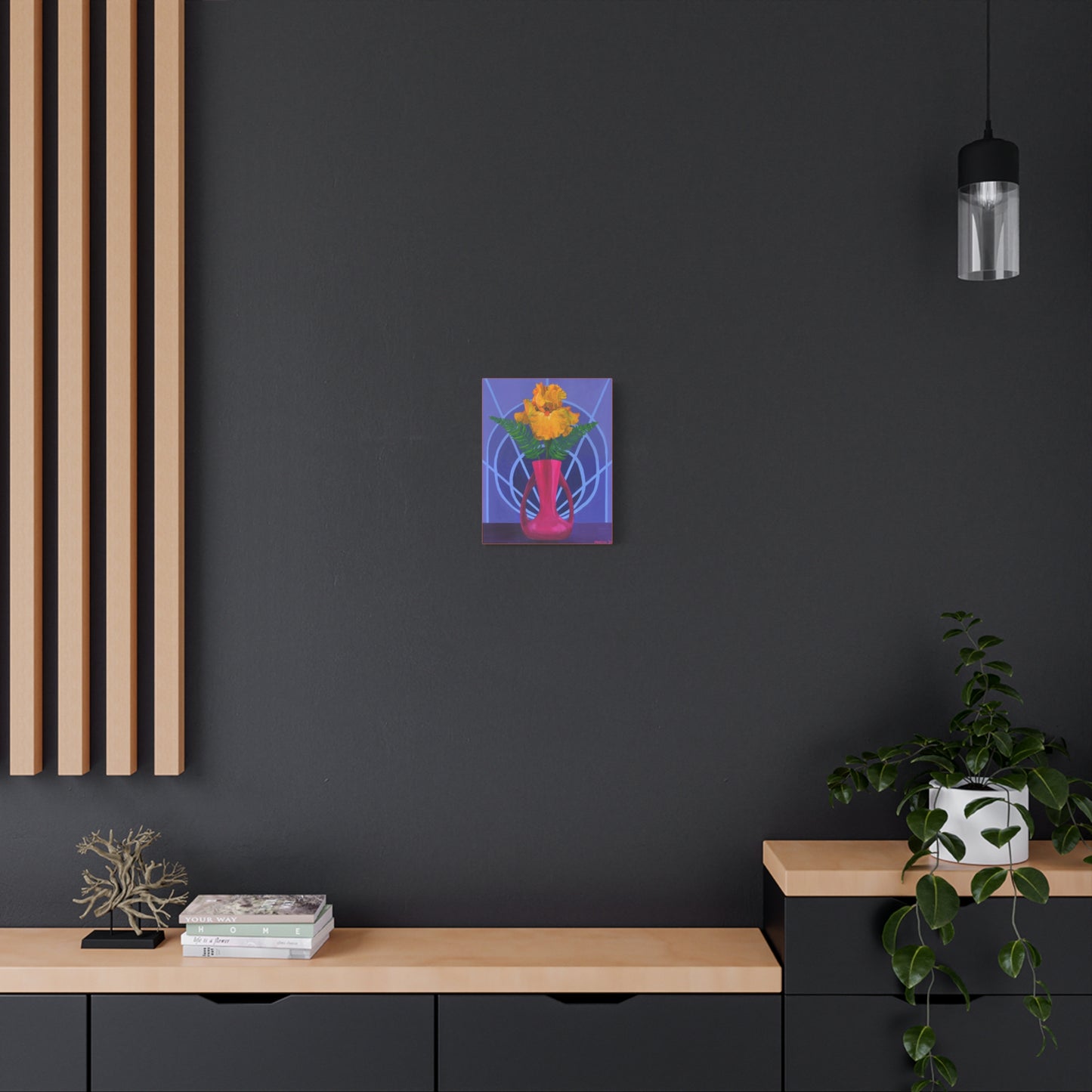 Orange Iris in Magenta Vase Canvas Gallery Wrap