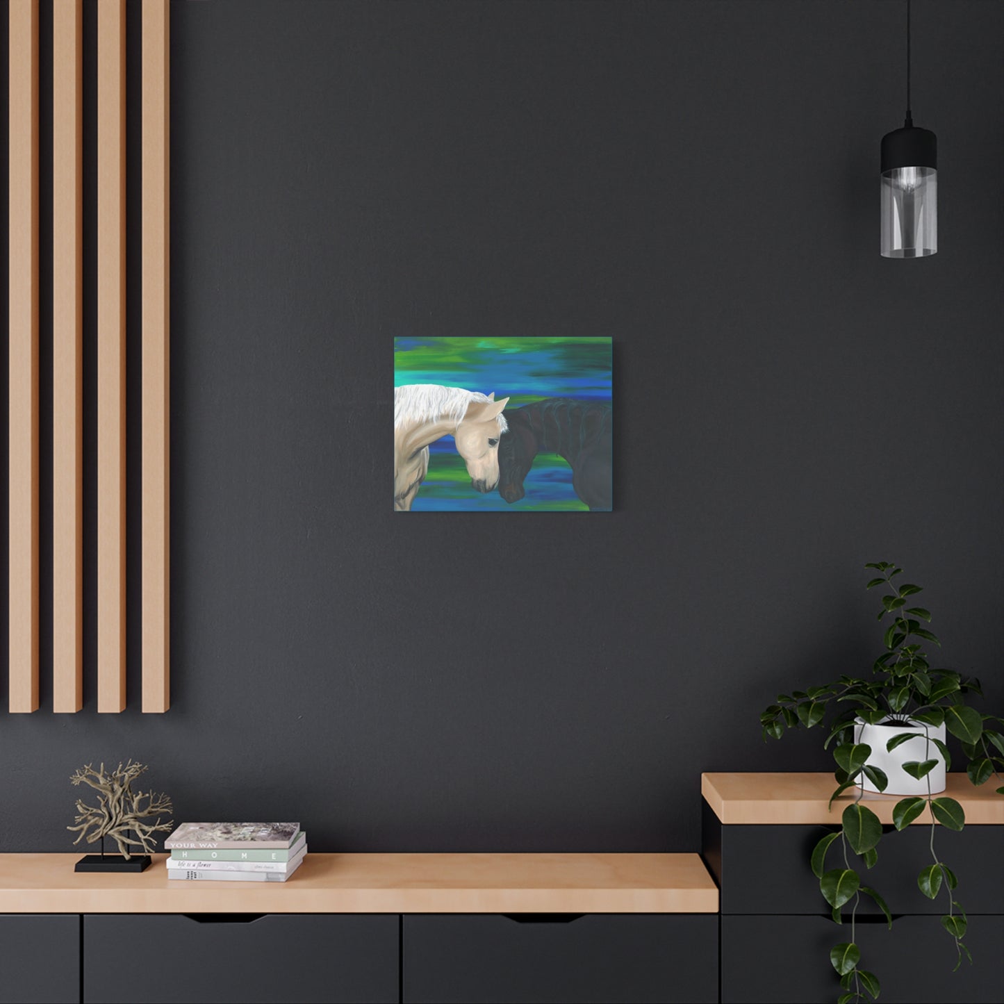 Black and White Horses Canvas Gallery Wrap