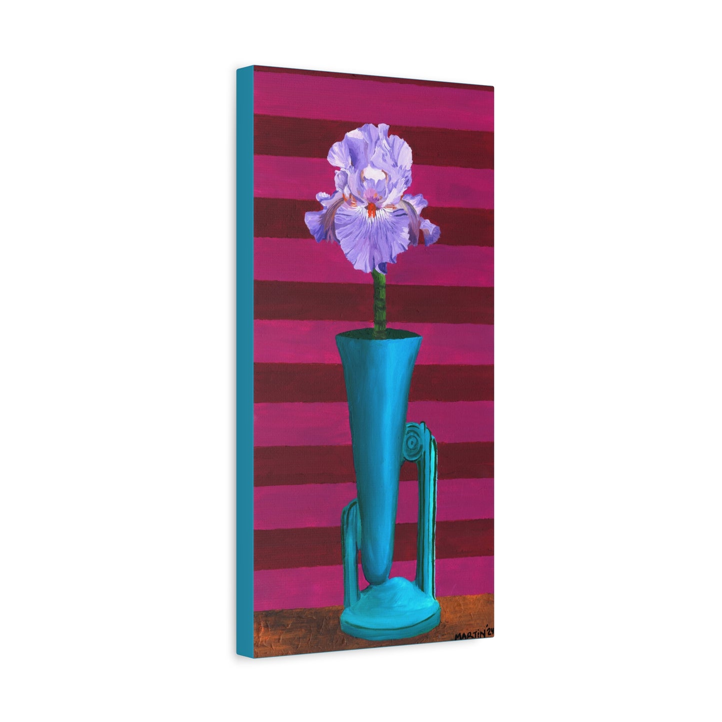 Purple Iris in Art Deco Vase Canvas Gallery Wrap