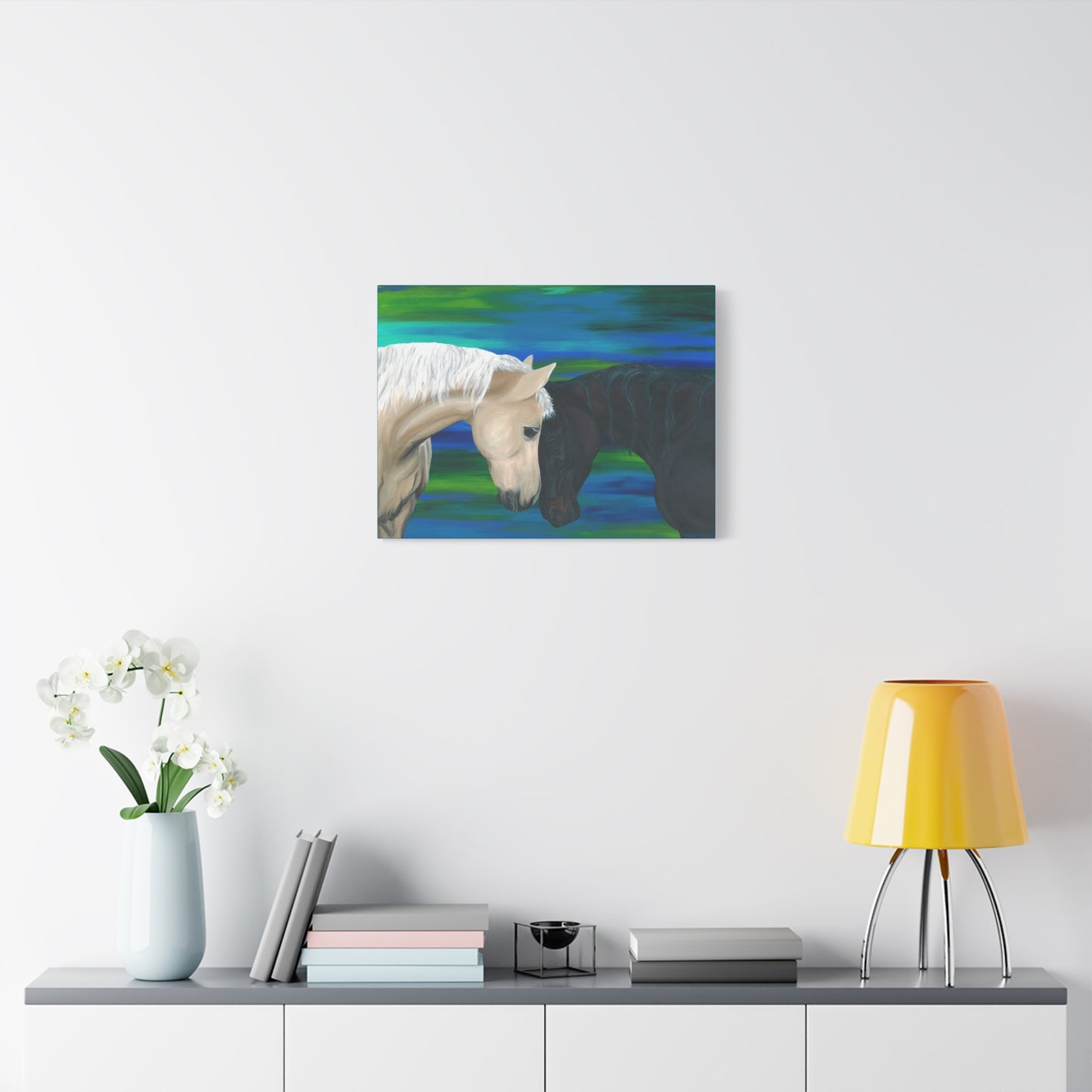 Black and White Horses Canvas Gallery Wrap