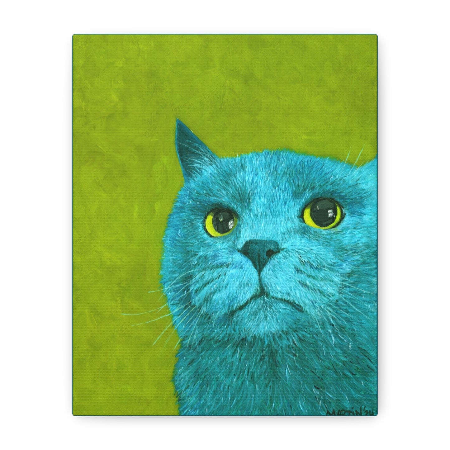 Teal Judgmental Kitty Canvas Gallery Wrap