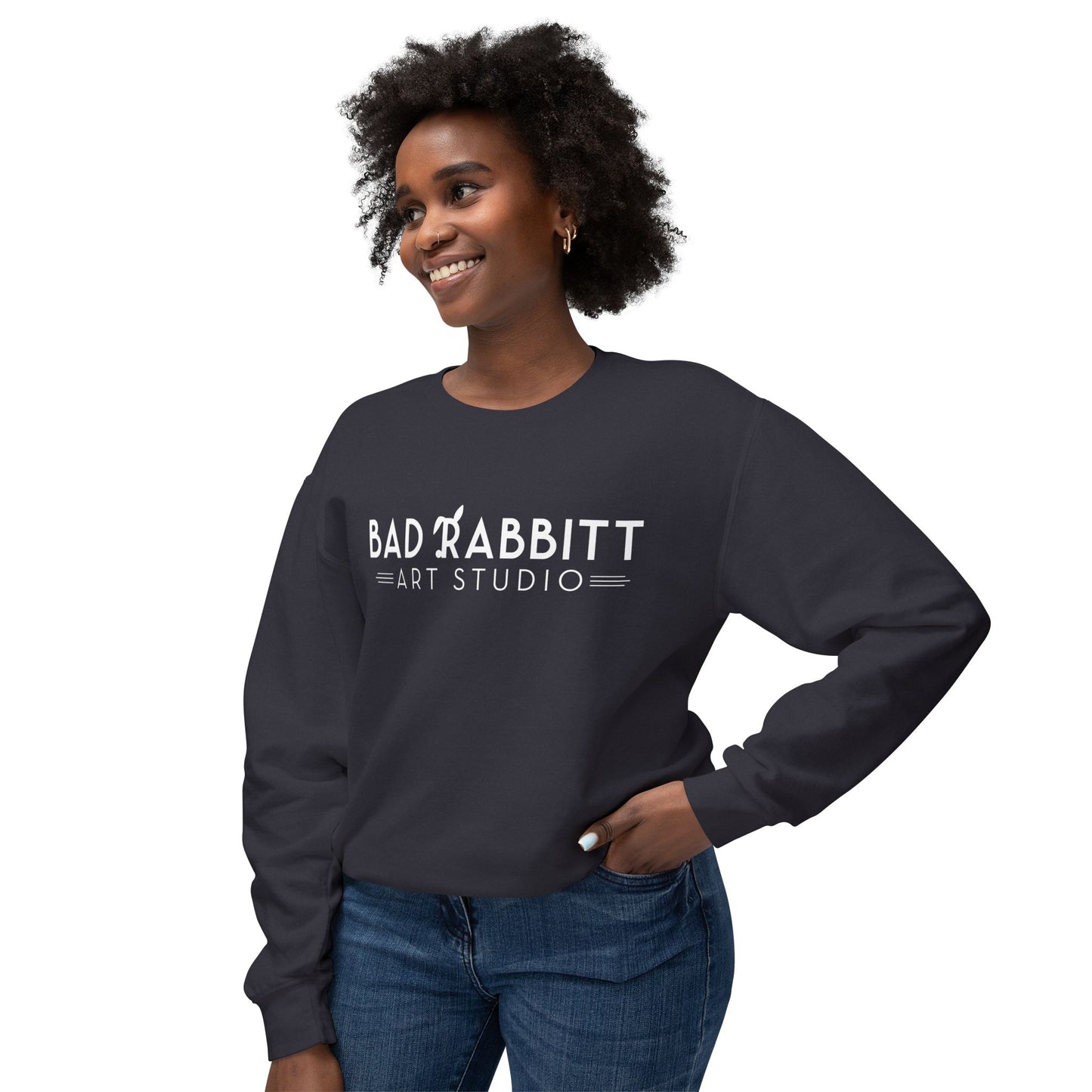 "Bad Rabbitt Art Studio" Unisex Lightweight Crewneck Sweatshirt