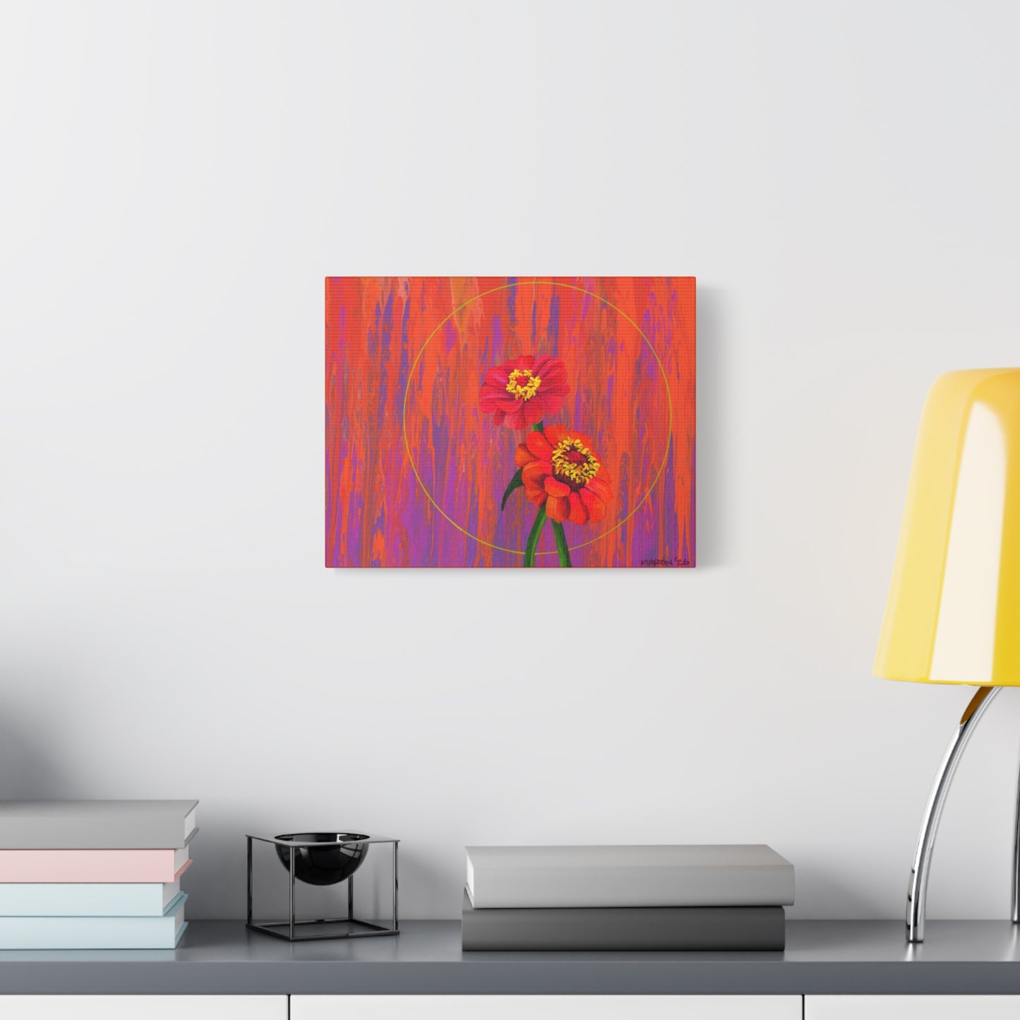 "Neon Zinnias" Matte Canvas, Stretched, 1.25"