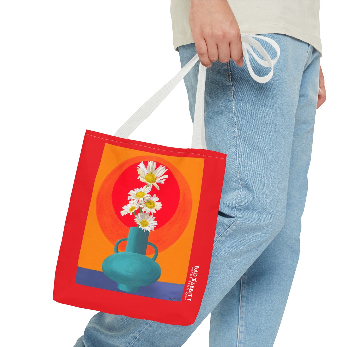 Wild Daisies in Teal Vase Tote Bag (AOP)
