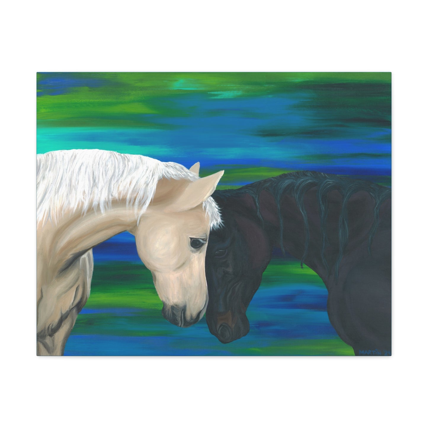 Black and White Horses Canvas Gallery Wrap