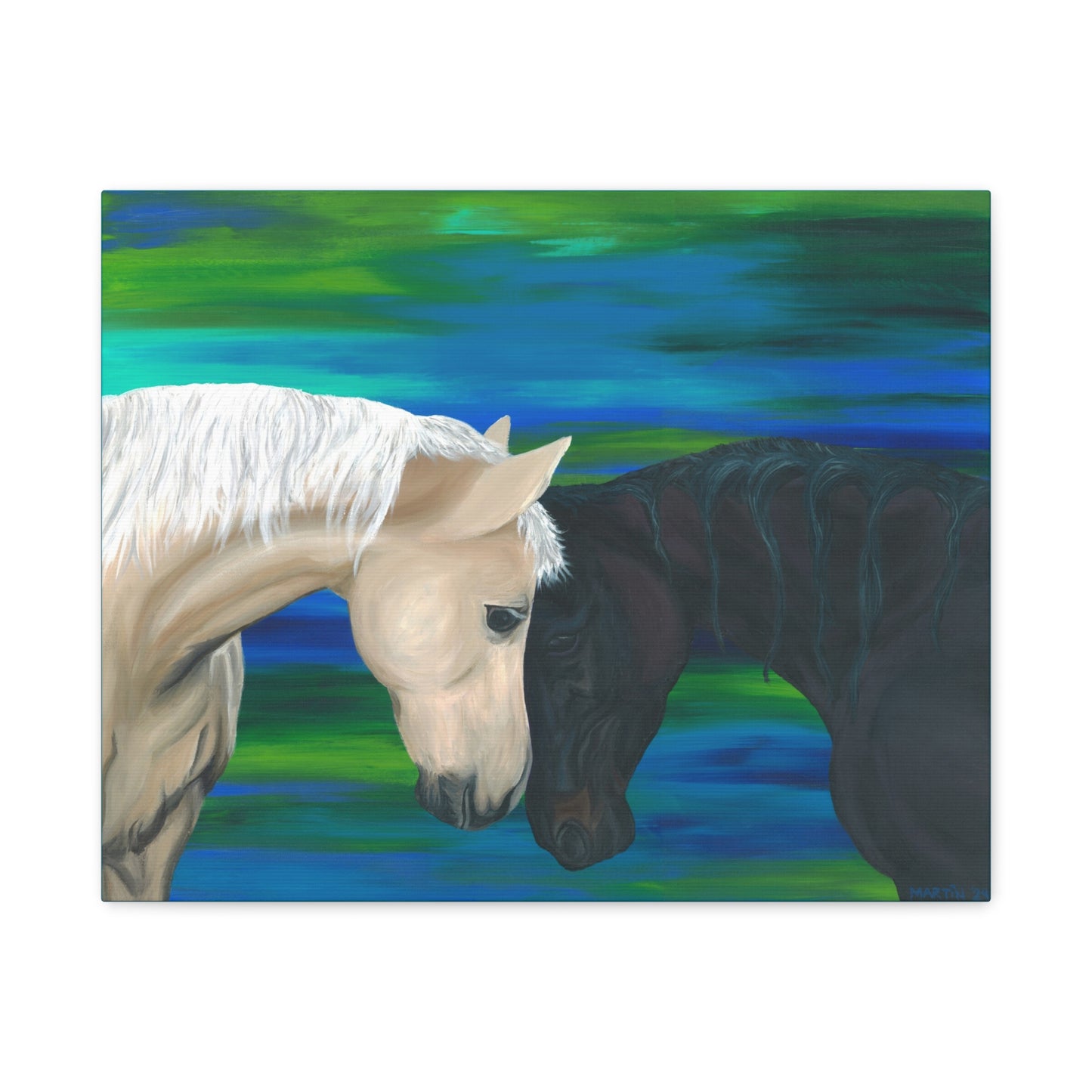 Black and White Horses Canvas Gallery Wrap