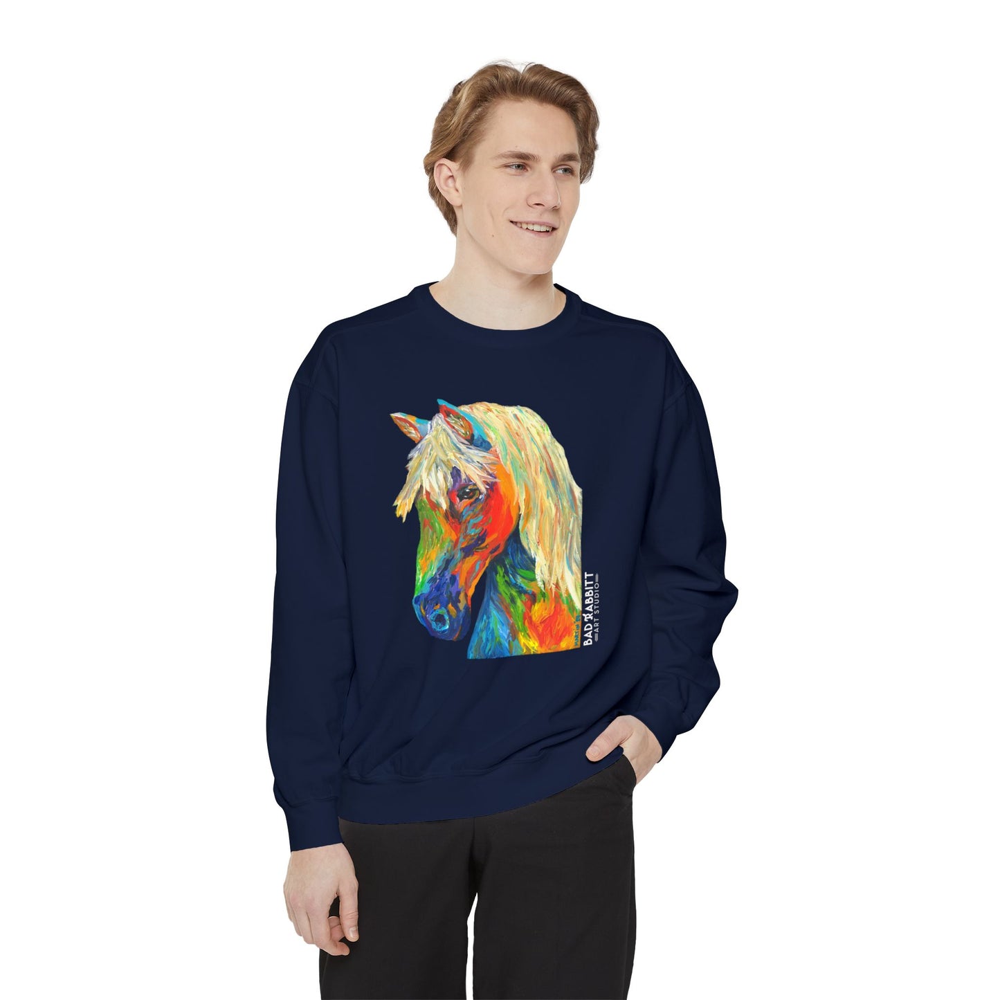 Rainbow Horse Unisex Garment-Dyed Sweatshirt