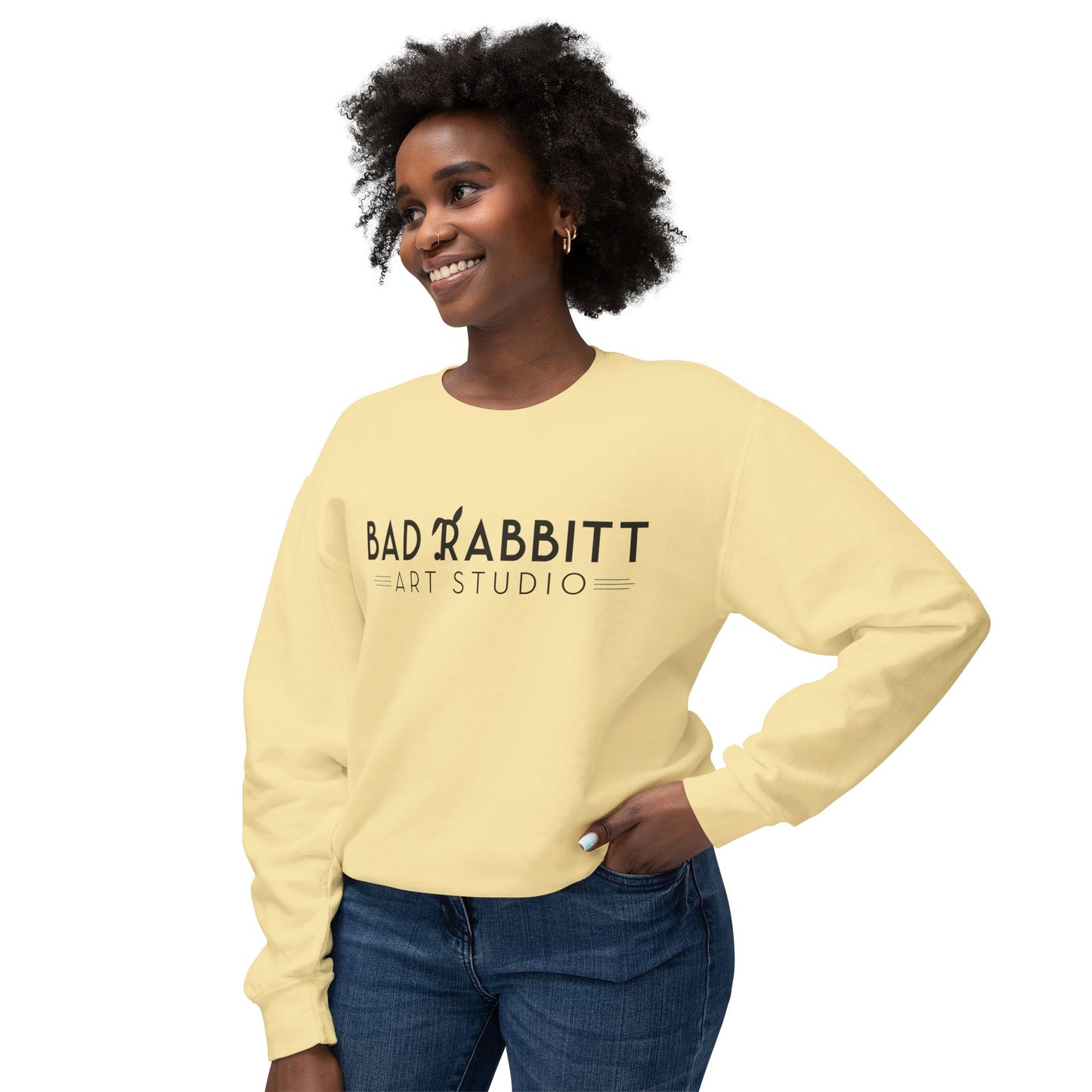 "Bad Rabbitt Art Studio" Unisex Lightweight Crewneck Sweatshirt