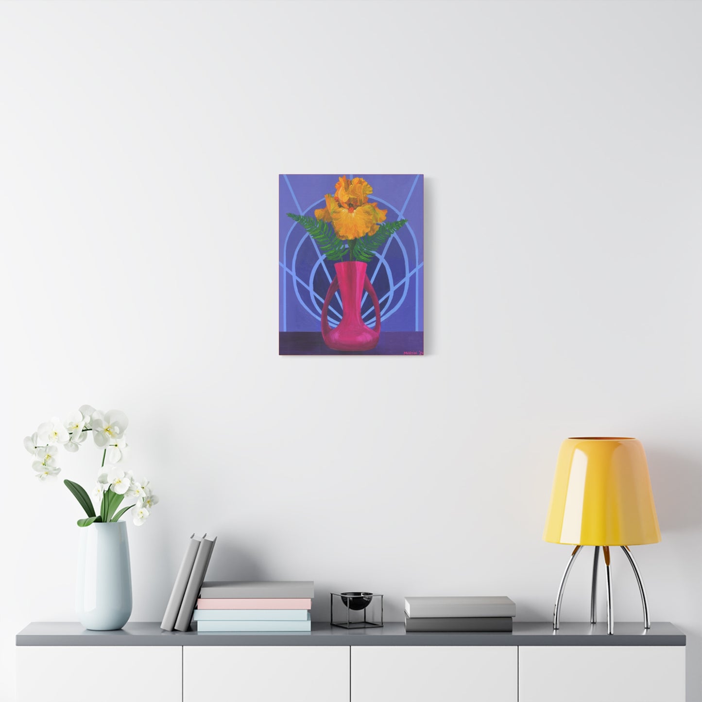 Orange Iris in Magenta Vase Canvas Gallery Wrap