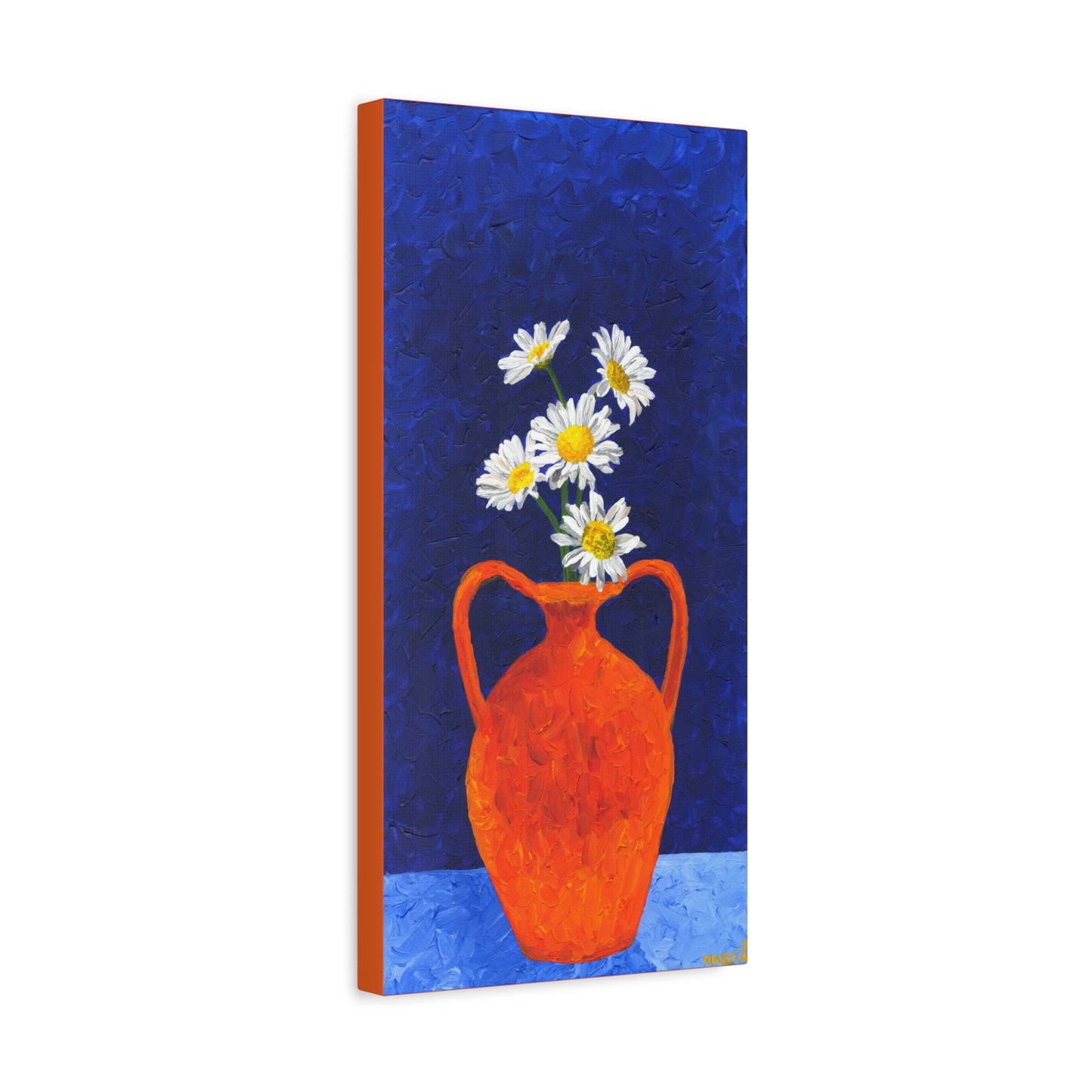 Wild Daisies in Orange Vase Canvas Gallery Wrap