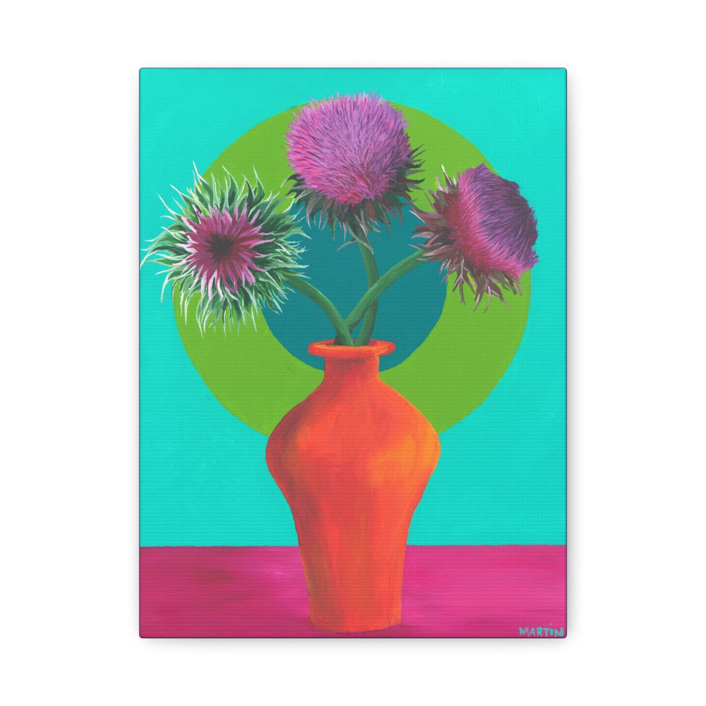 Thistle in Orange Vase Canvas Gallery Wrap