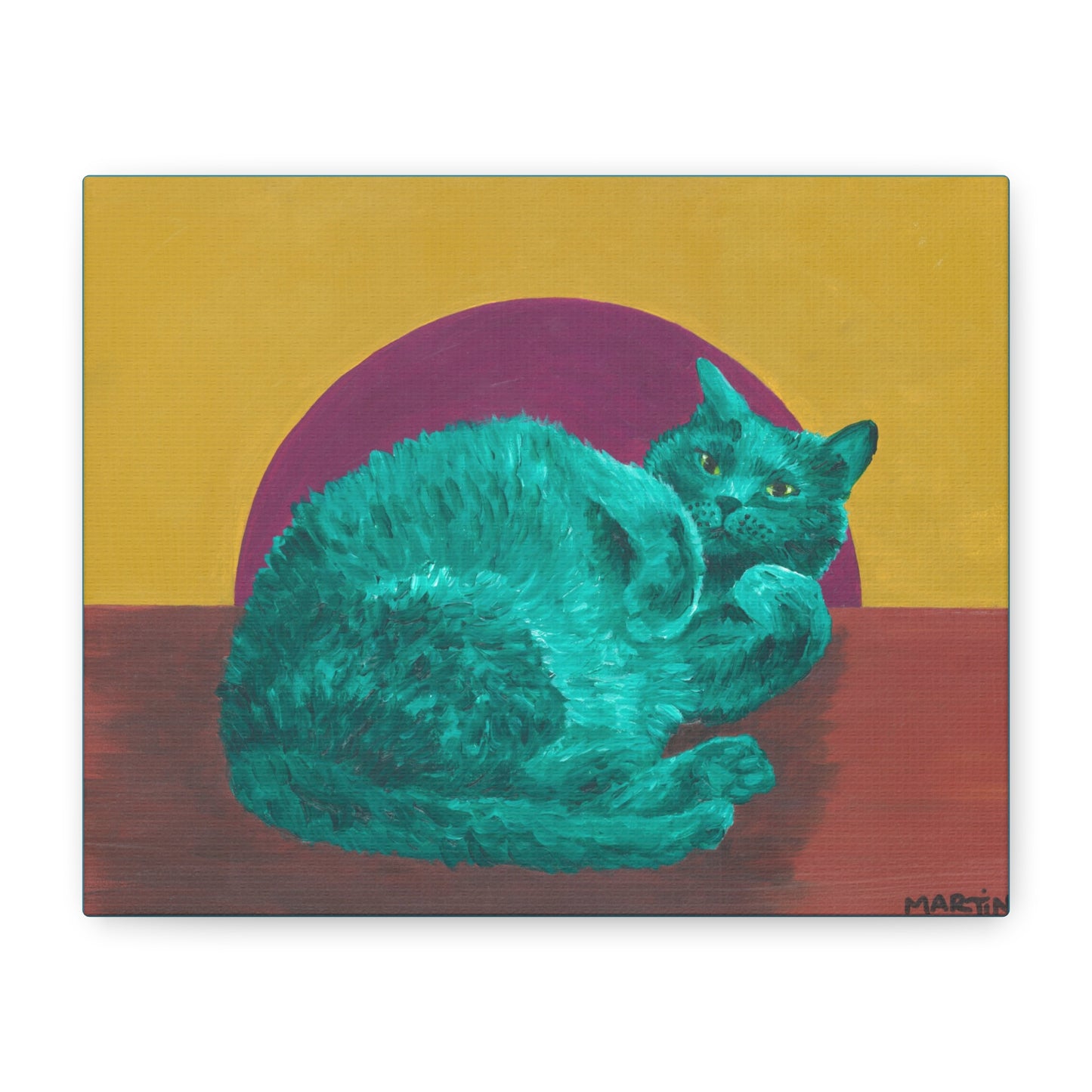 Teal Tummy Kitty Canvas Gallery Wrap