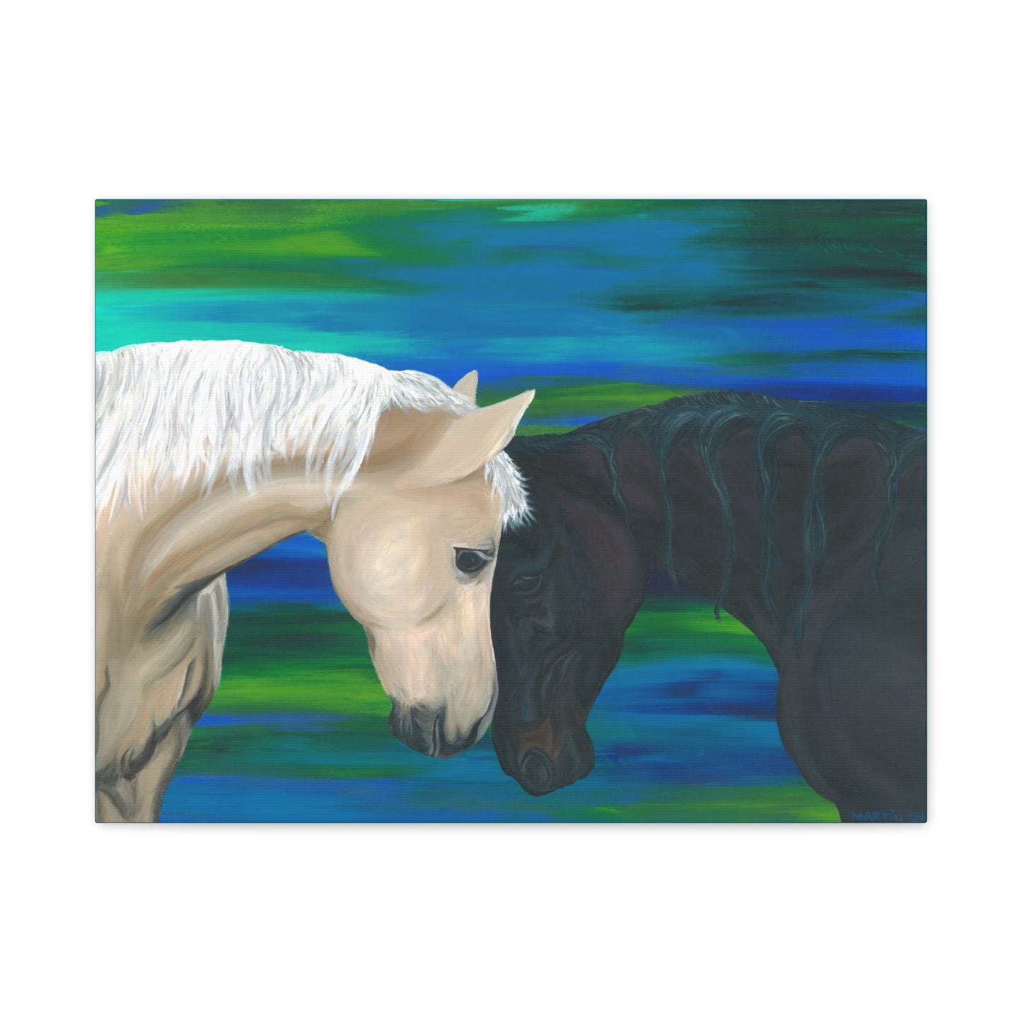 Black and White Horses Canvas Gallery Wrap