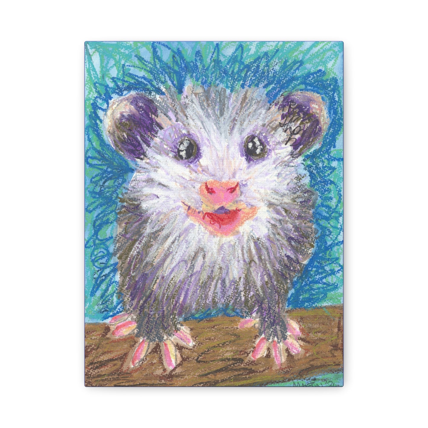 "Scribble Opossum" Matte Canvas, Stretched, 1.25"