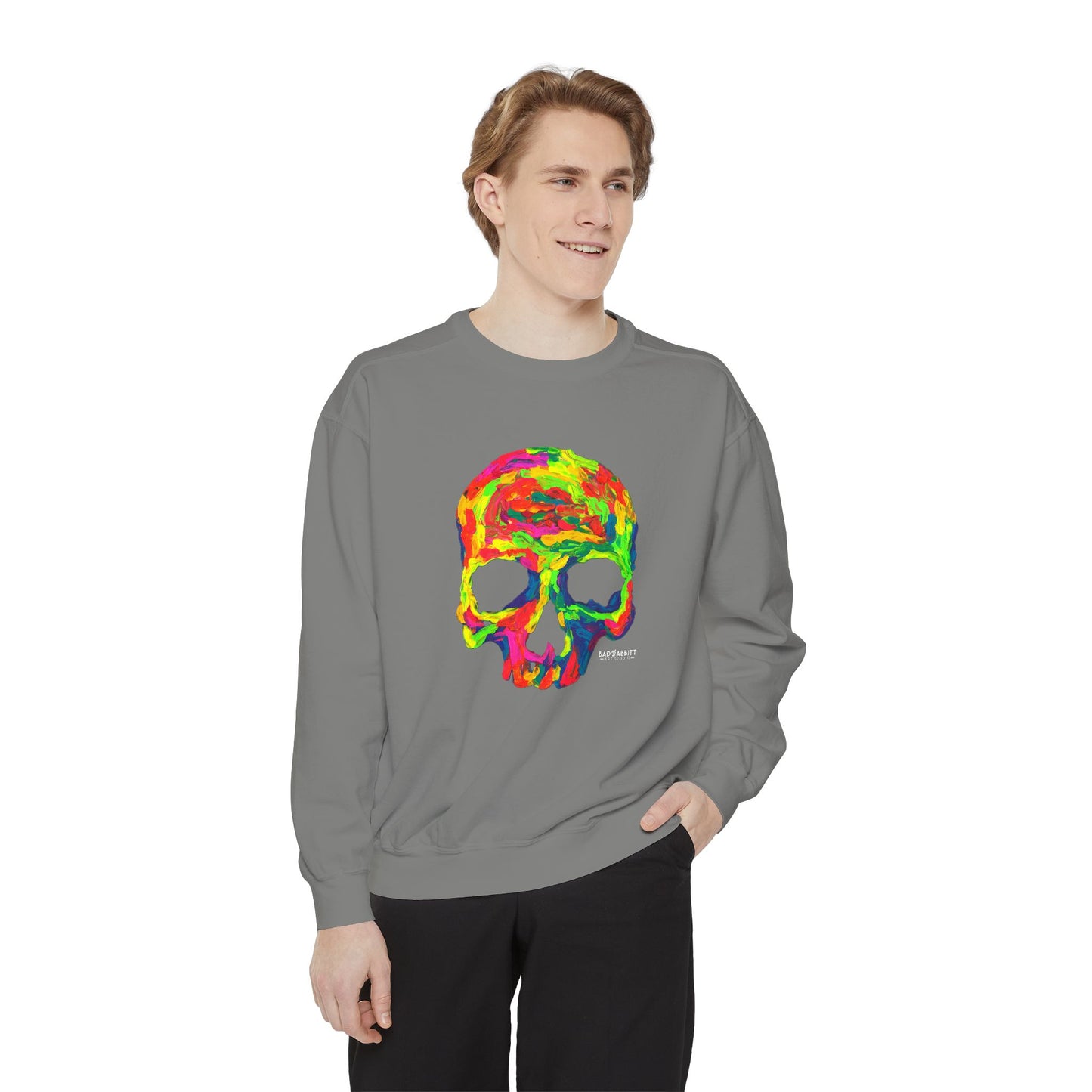 Rainbow Globby Skull Unisex Garment-Dyed Sweatshirt