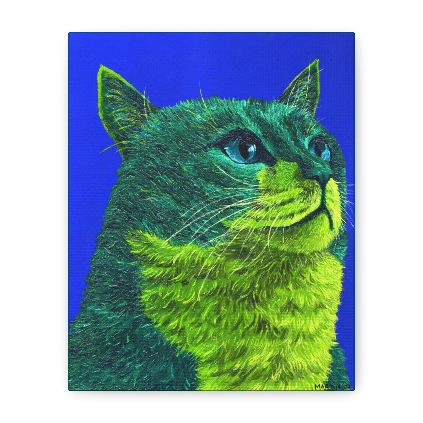 Green Tabby Cat Canvas Gallery Wrap