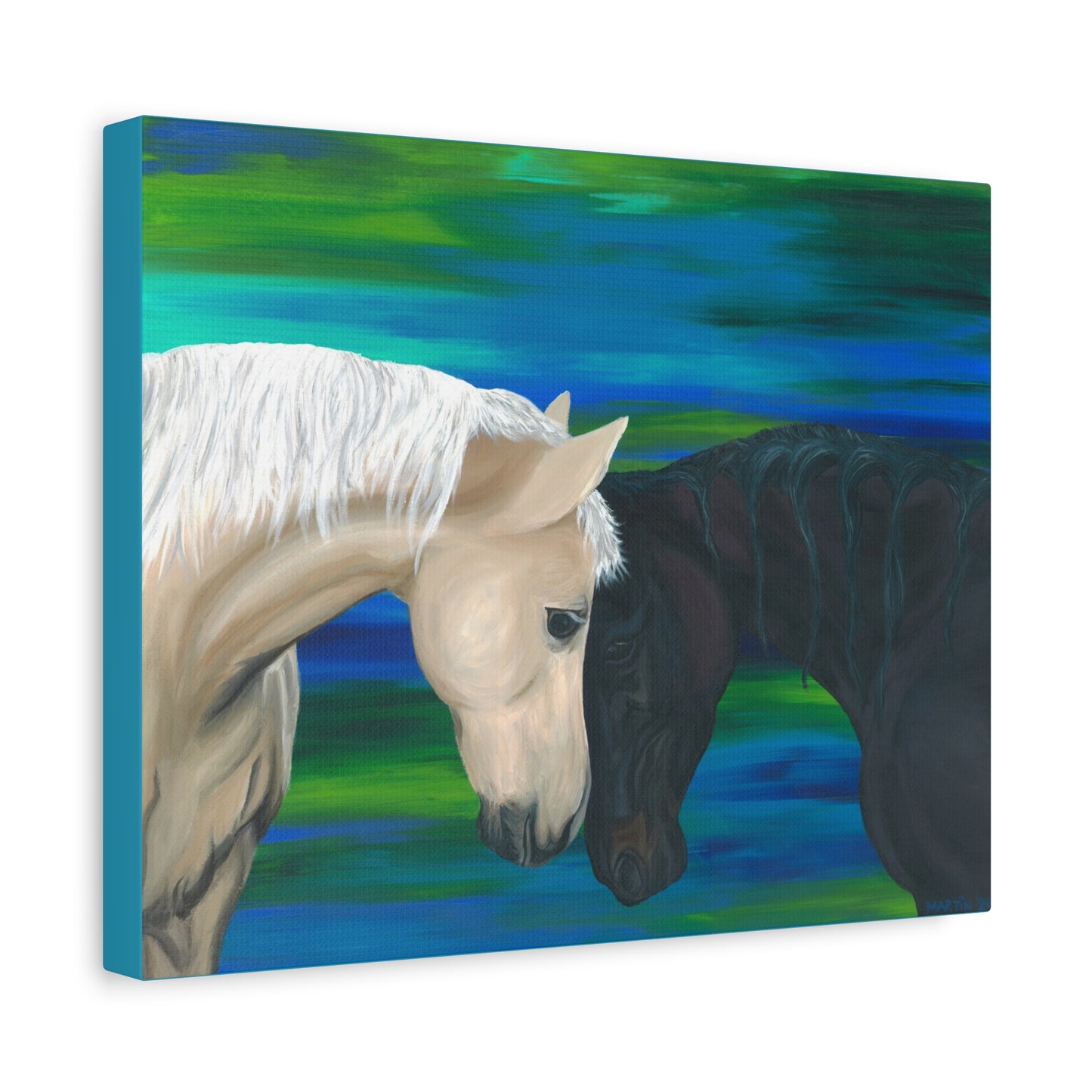 Black and White Horses Canvas Gallery Wrap