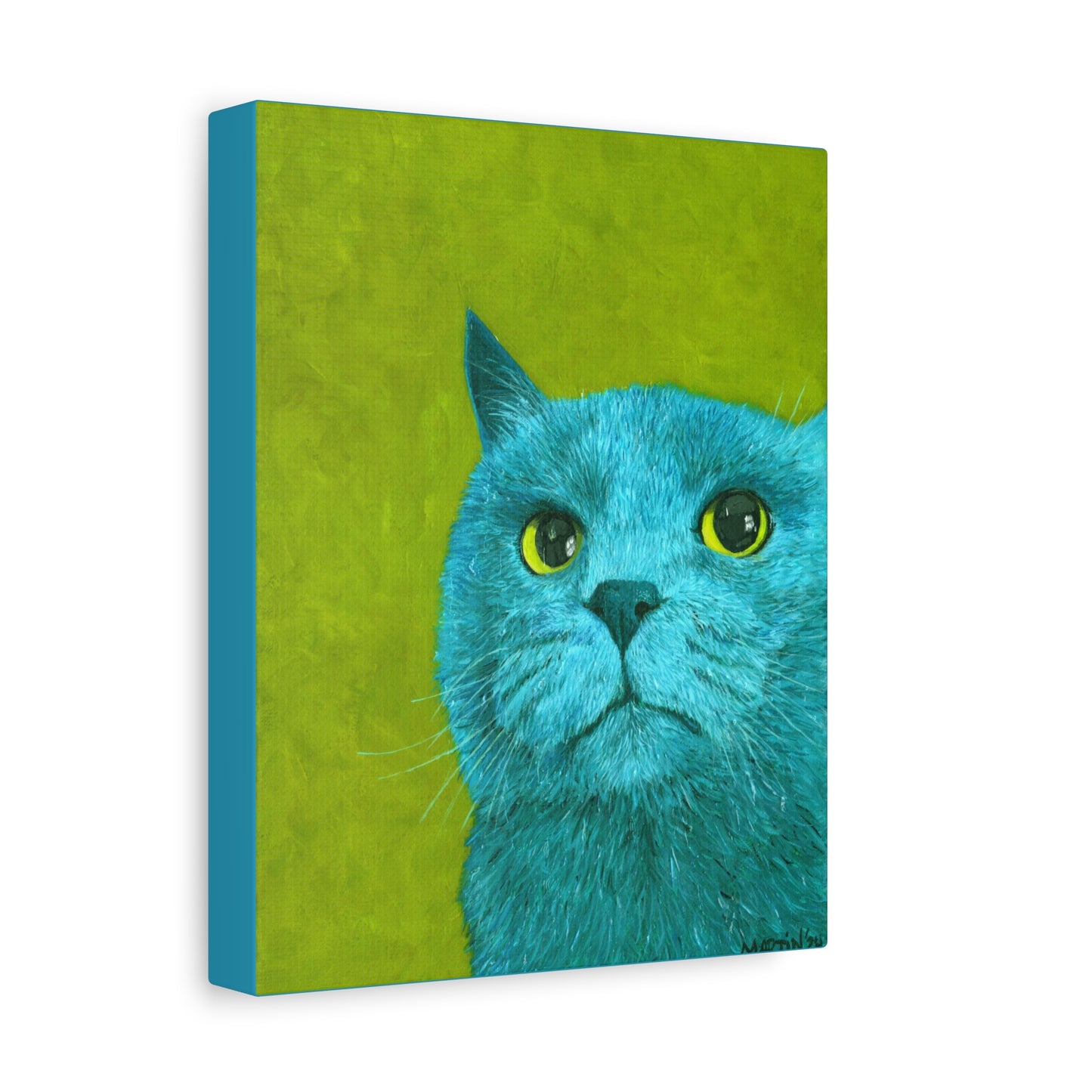 Teal Judgmental Kitty Canvas Gallery Wrap