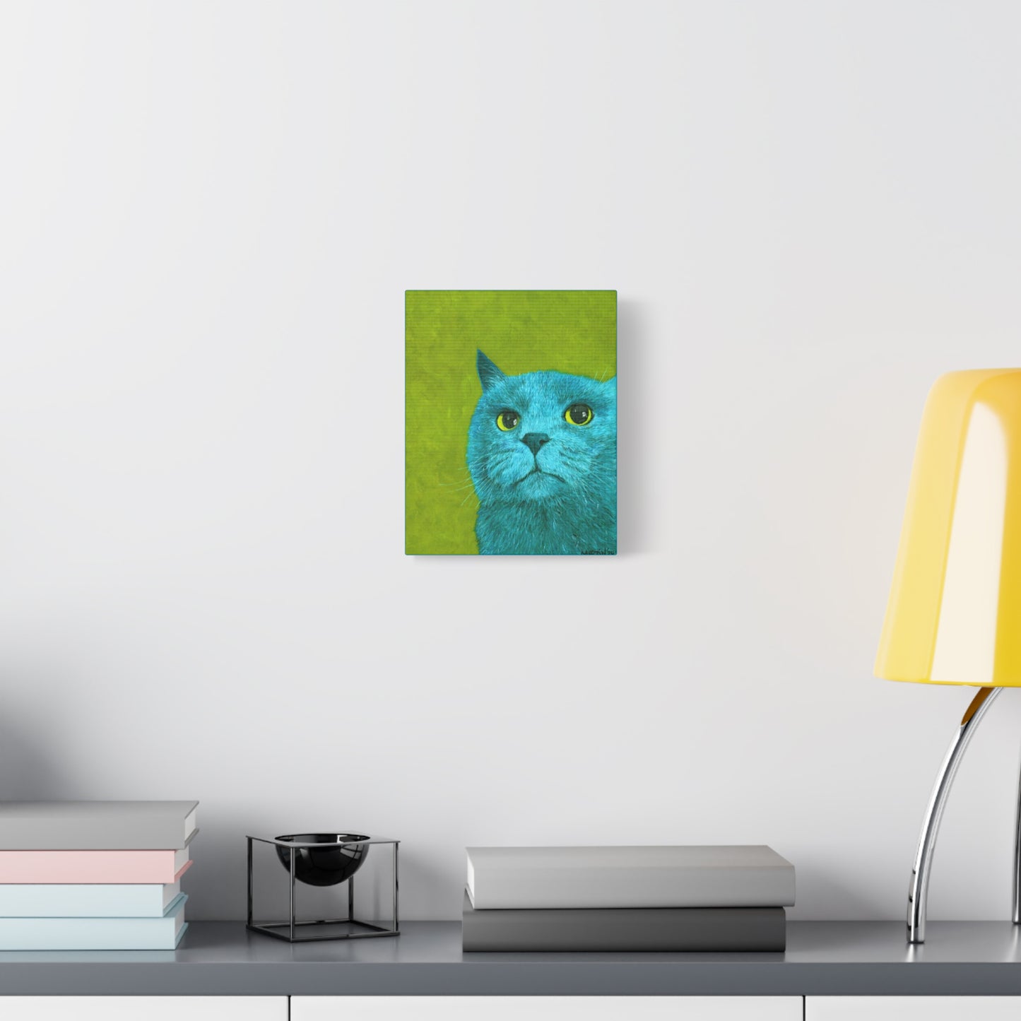 Teal Judgmental Kitty Canvas Gallery Wrap