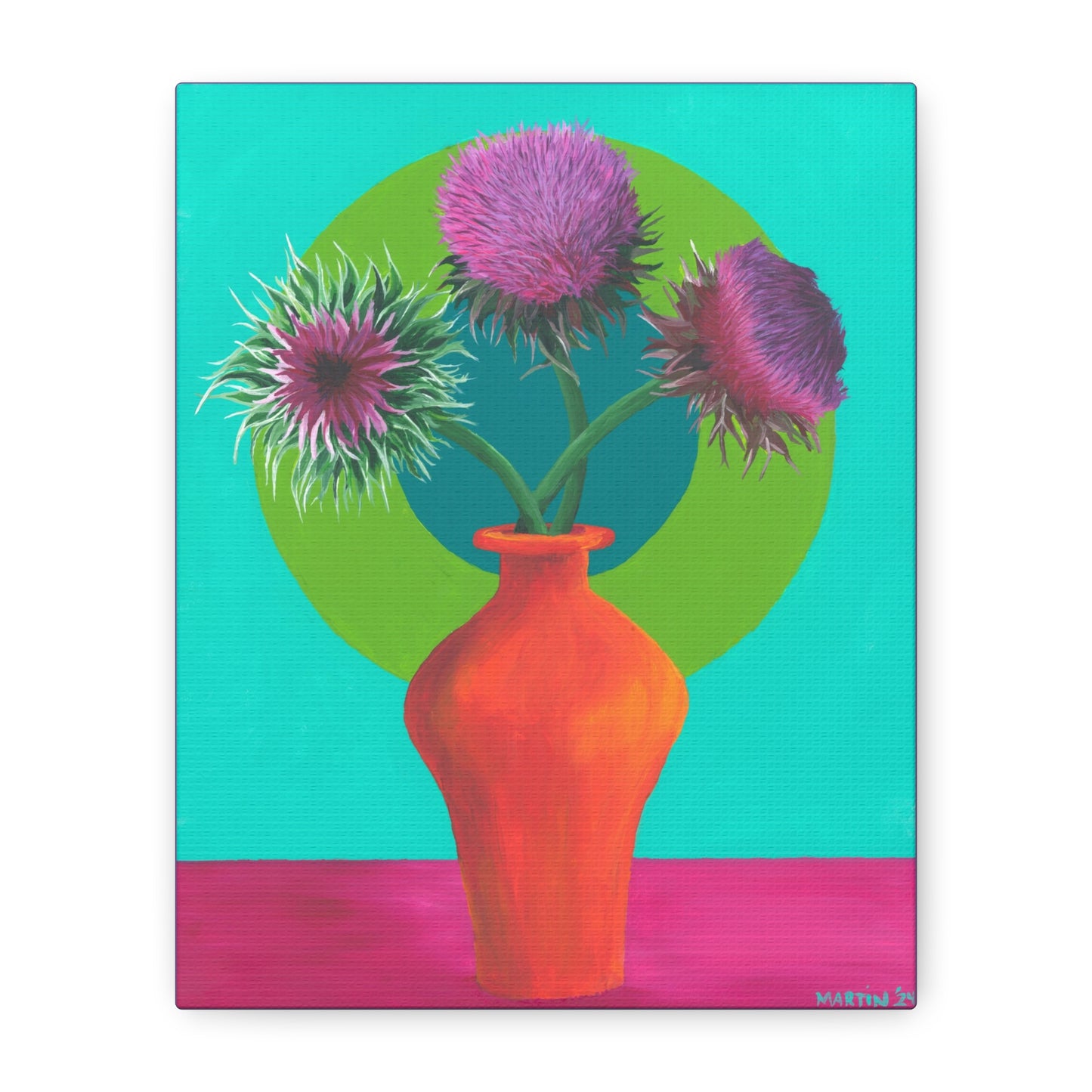 Thistle in Orange Vase Canvas Gallery Wrap