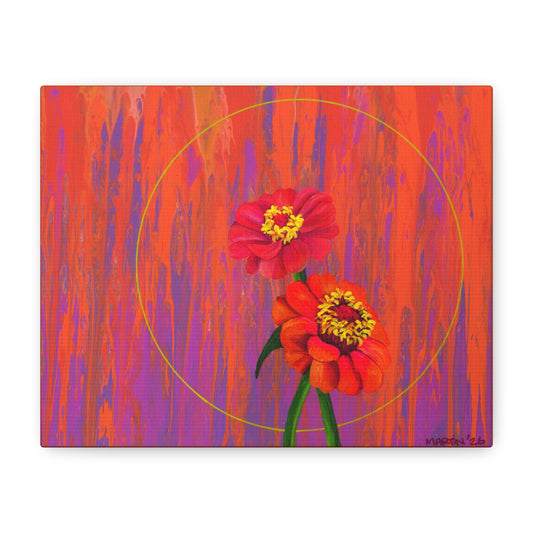 "Neon Zinnias" Matte Canvas, Stretched, 1.25"
