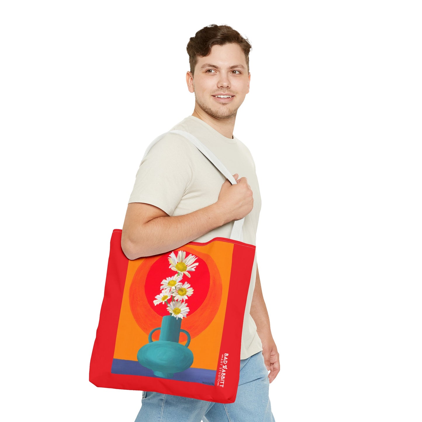 Wild Daisies in Teal Vase Tote Bag (AOP)
