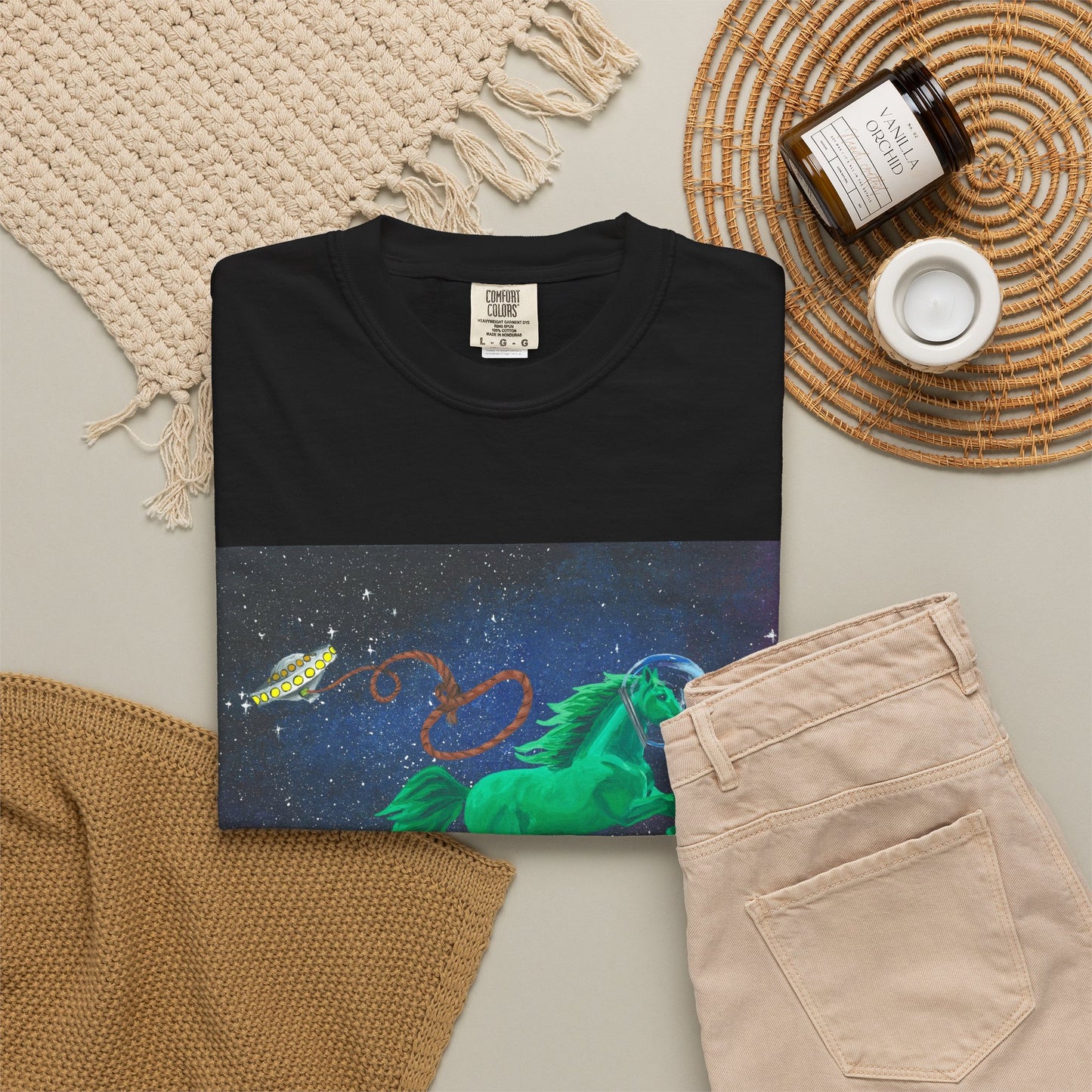 Space Horse Unisex Garment-Dyed T-shirt
