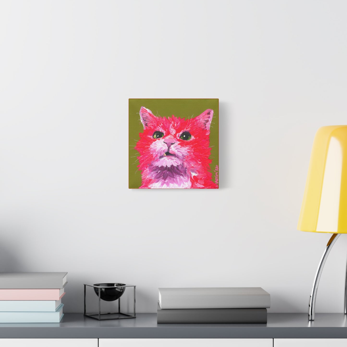 "Pink Dave Cat" Matte Canvas, Stretched, 1.25"
