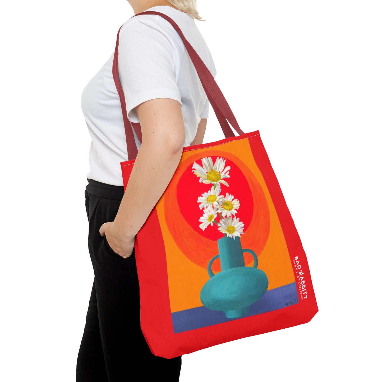 Wild Daisies in Teal Vase Tote Bag (AOP)