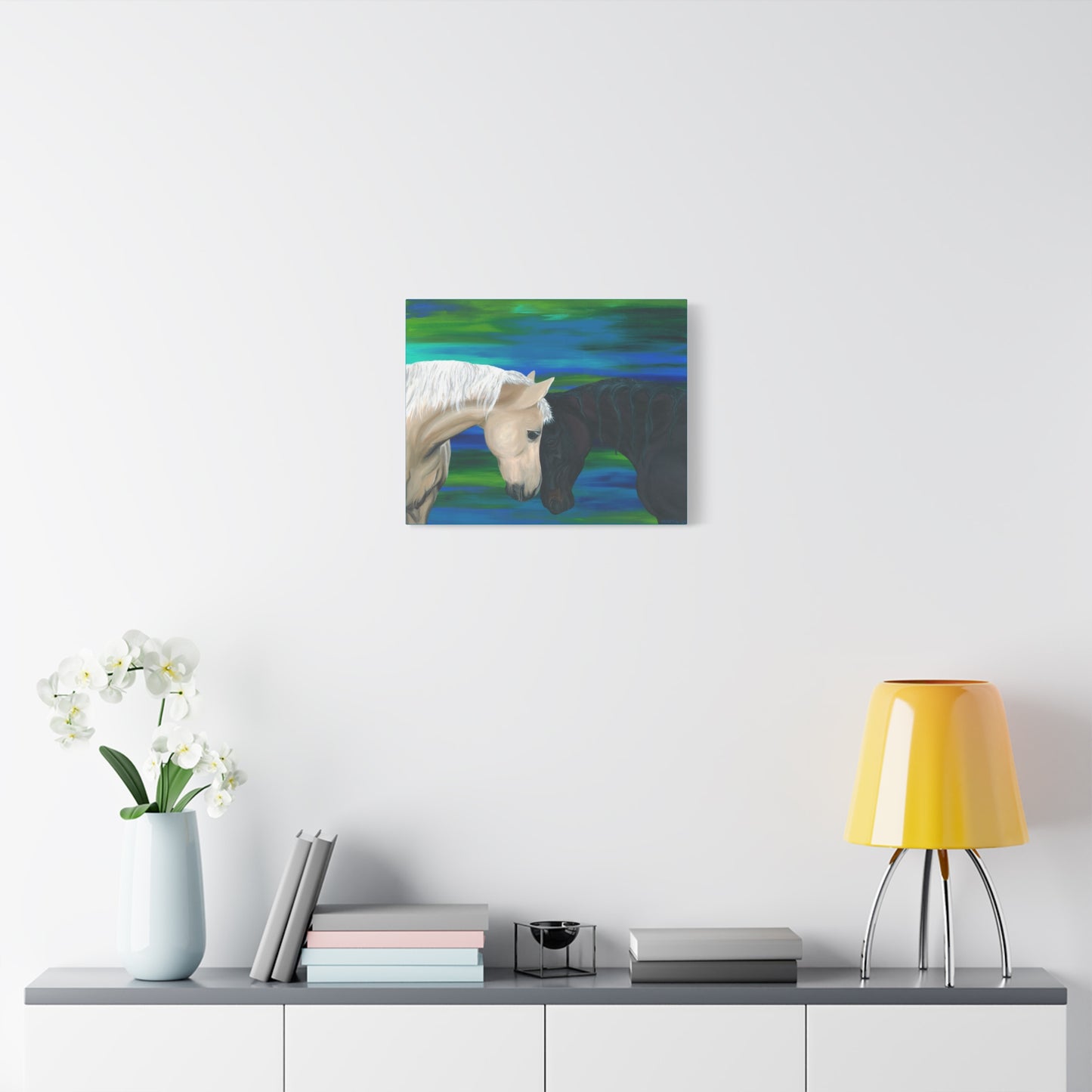 Black and White Horses Canvas Gallery Wrap