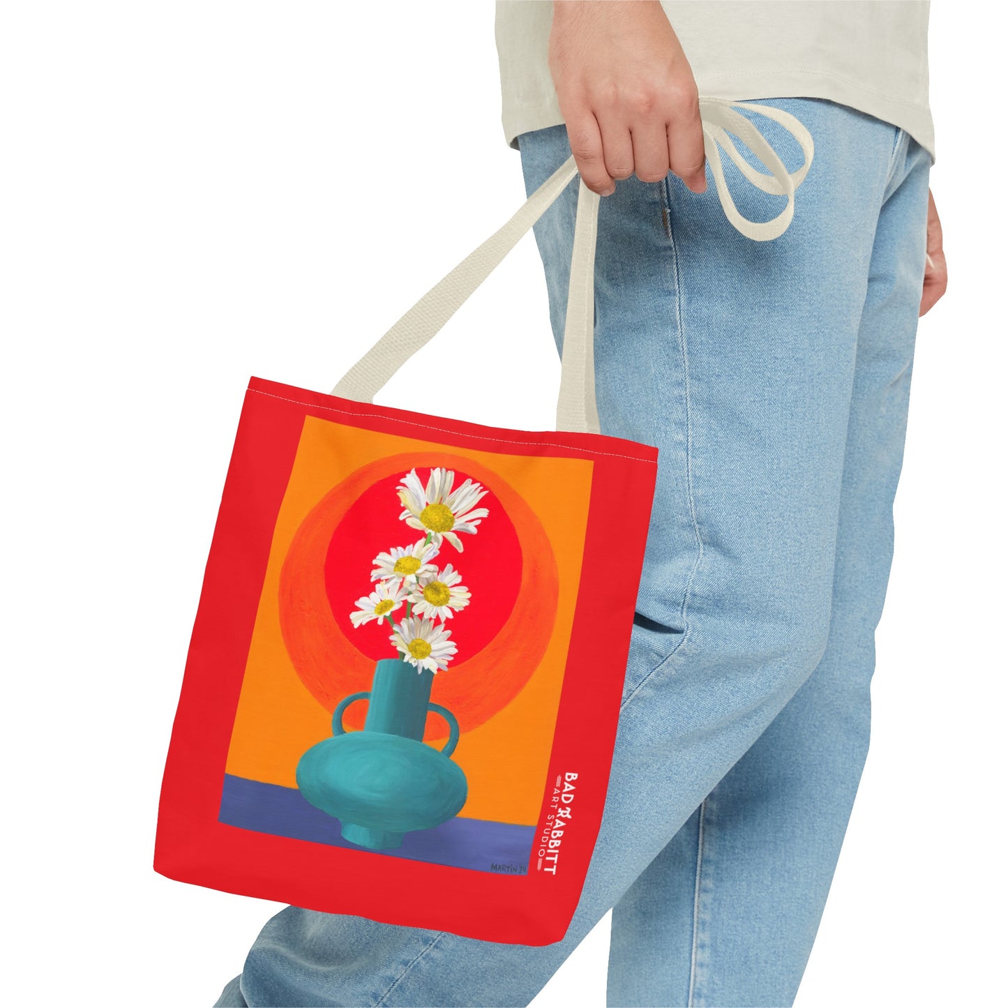 Wild Daisies in Teal Vase Tote Bag (AOP)