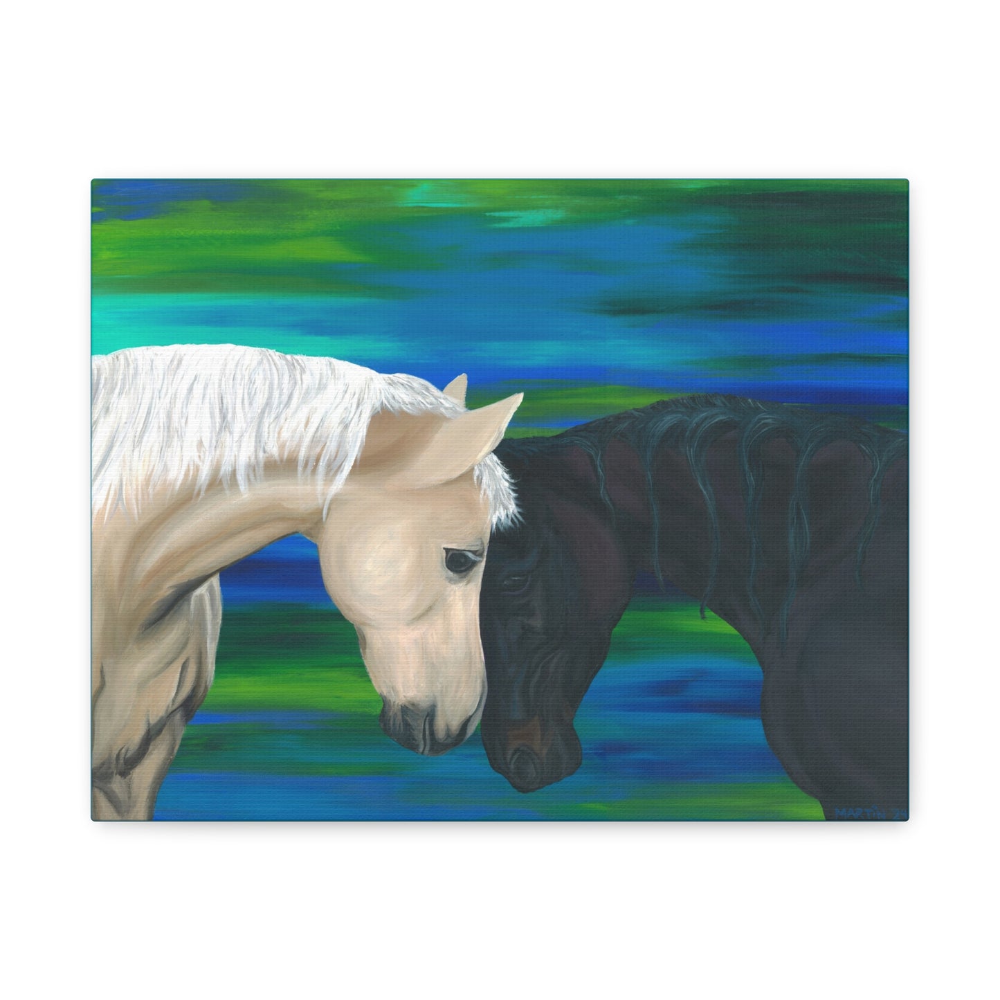 Black and White Horses Canvas Gallery Wrap