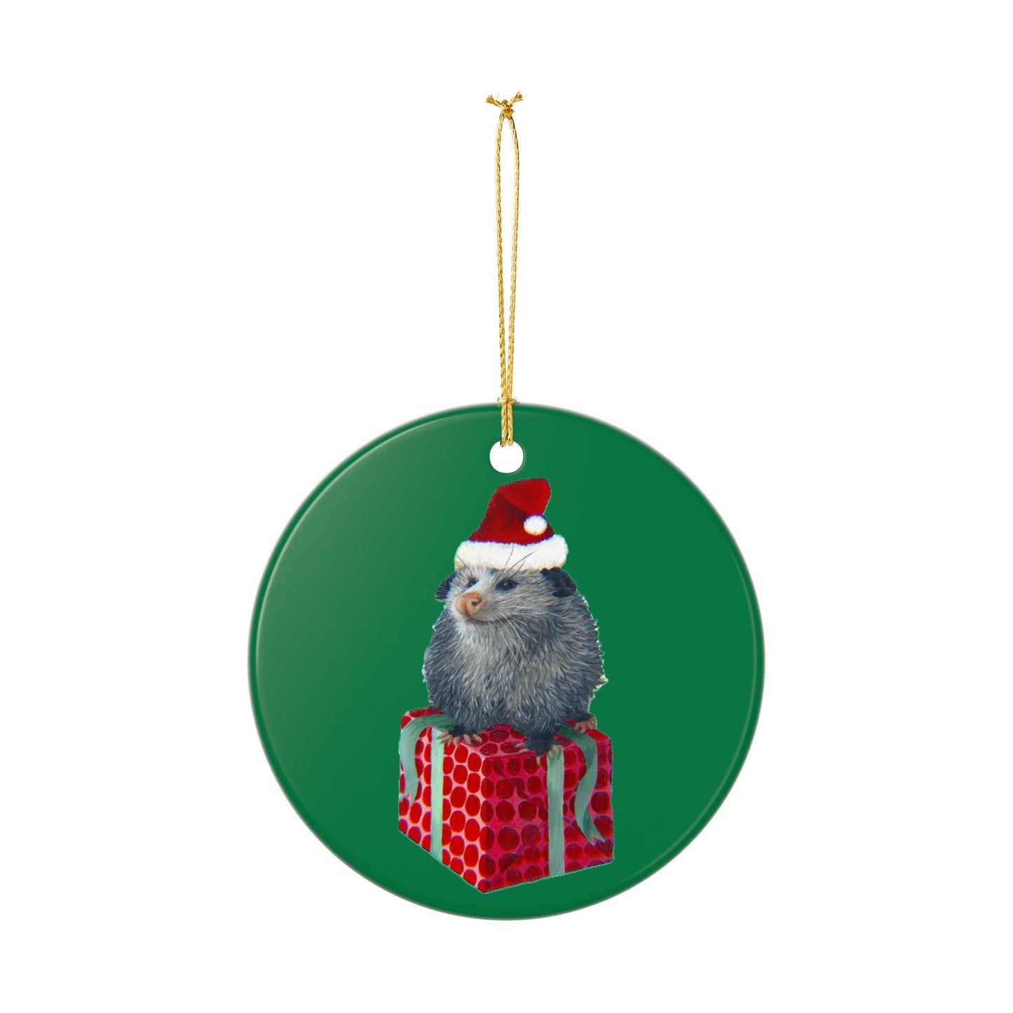 Christmas Opossum Ceramic Ornament (2-Side Print)