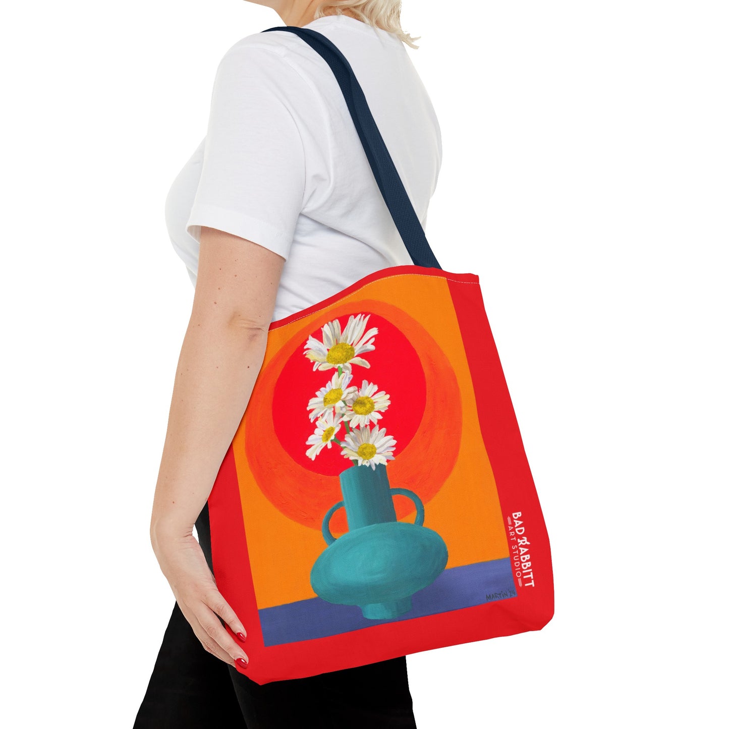 Wild Daisies in Teal Vase Tote Bag (AOP)