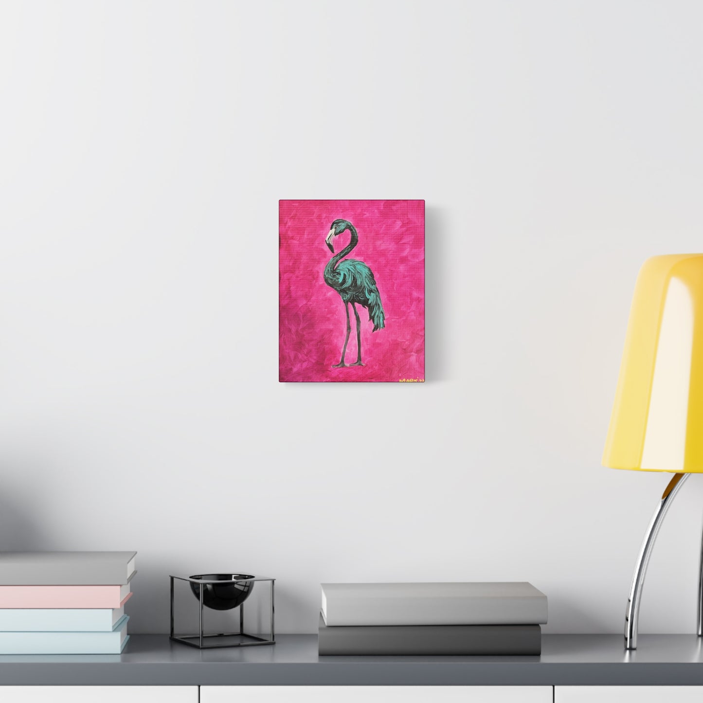 Jerry the Black Flamingo Matte Canvas, Stretched, 1.25"