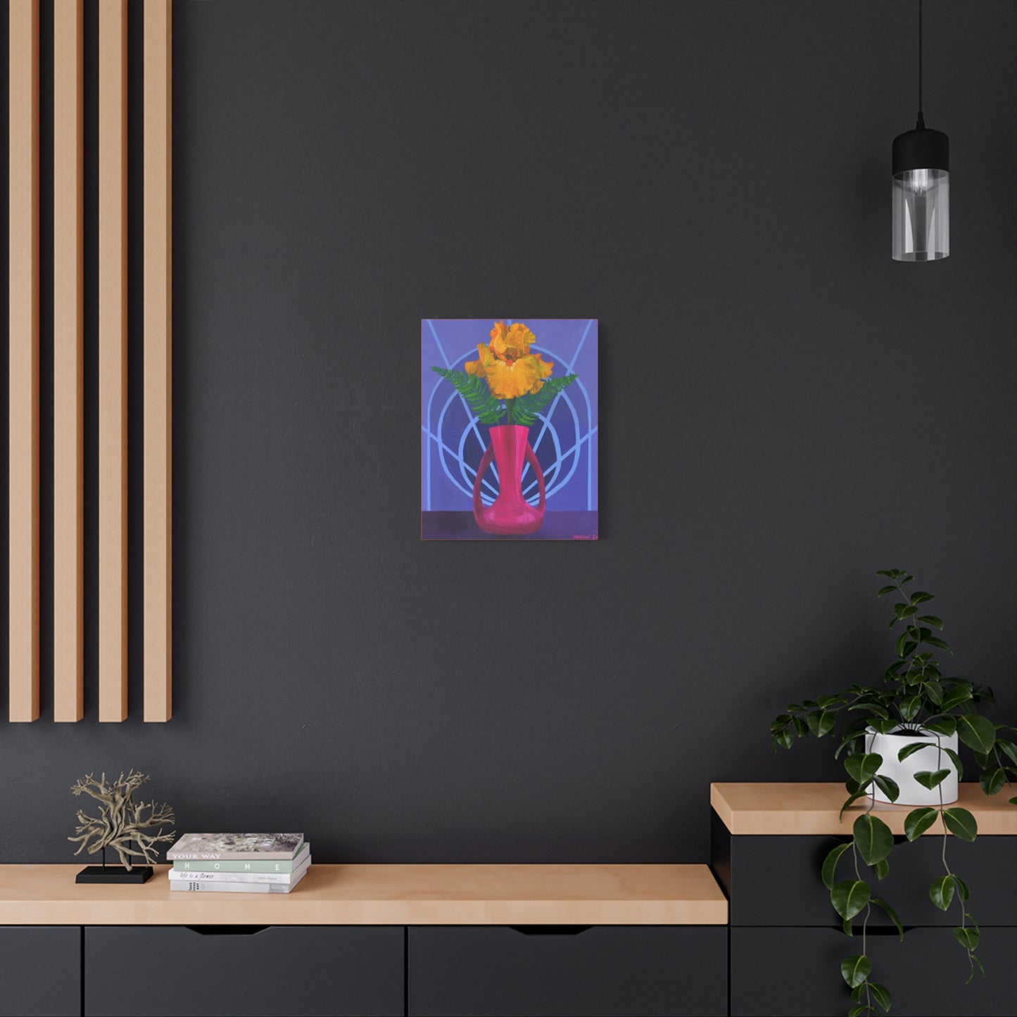 Orange Iris in Magenta Vase Canvas Gallery Wrap